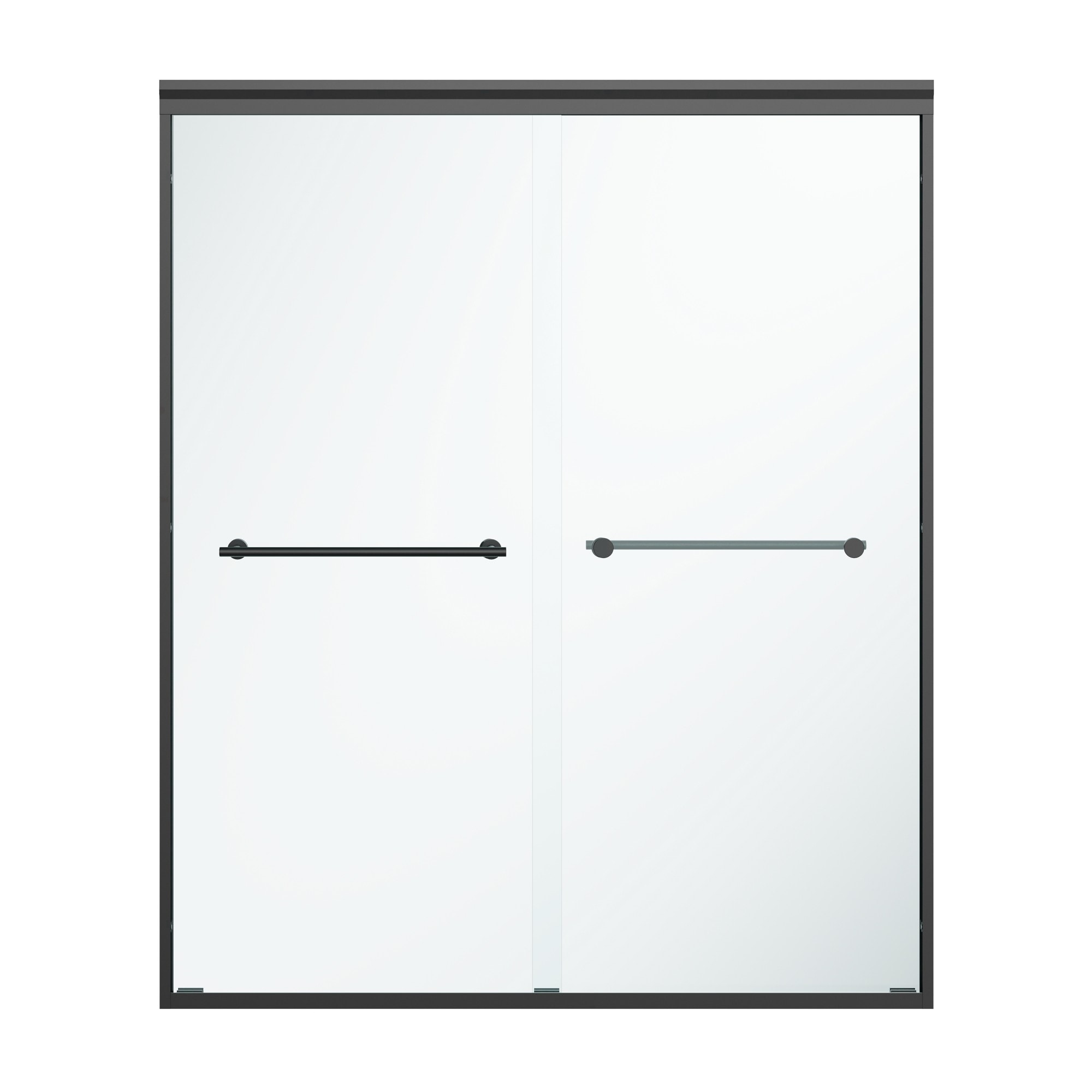 Gtnali 56-in to 60-in W x 72-in H Matte Black Framed Bypass Double Sliding Shower Door with 1/4 inch Clear Tempered Glass Door and Towel Bar for Walk-in Shower