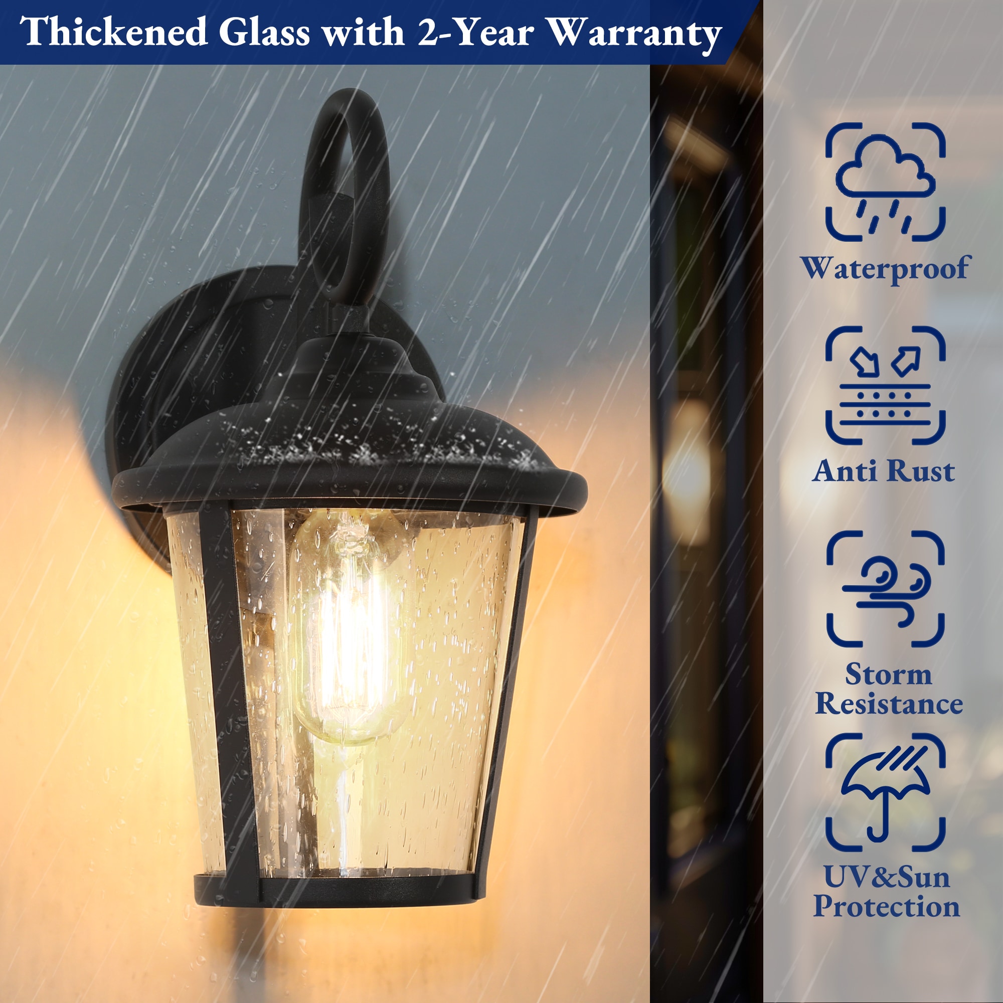 Uolfin YUFJA2-LWS24251-X7 1 -Light 11-in H Matte Black Hardwired Outdoor Wall Light