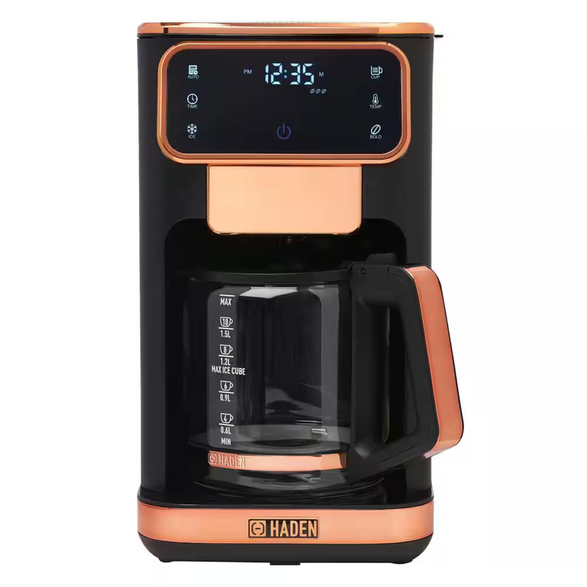 Haden 405988 Dual Brew 12 Cup Hot and Iced Coffee Maker with 120 Minute Keep Warm Delay Brew Adjustable Strength Programmable Clock and Anti Drip Black