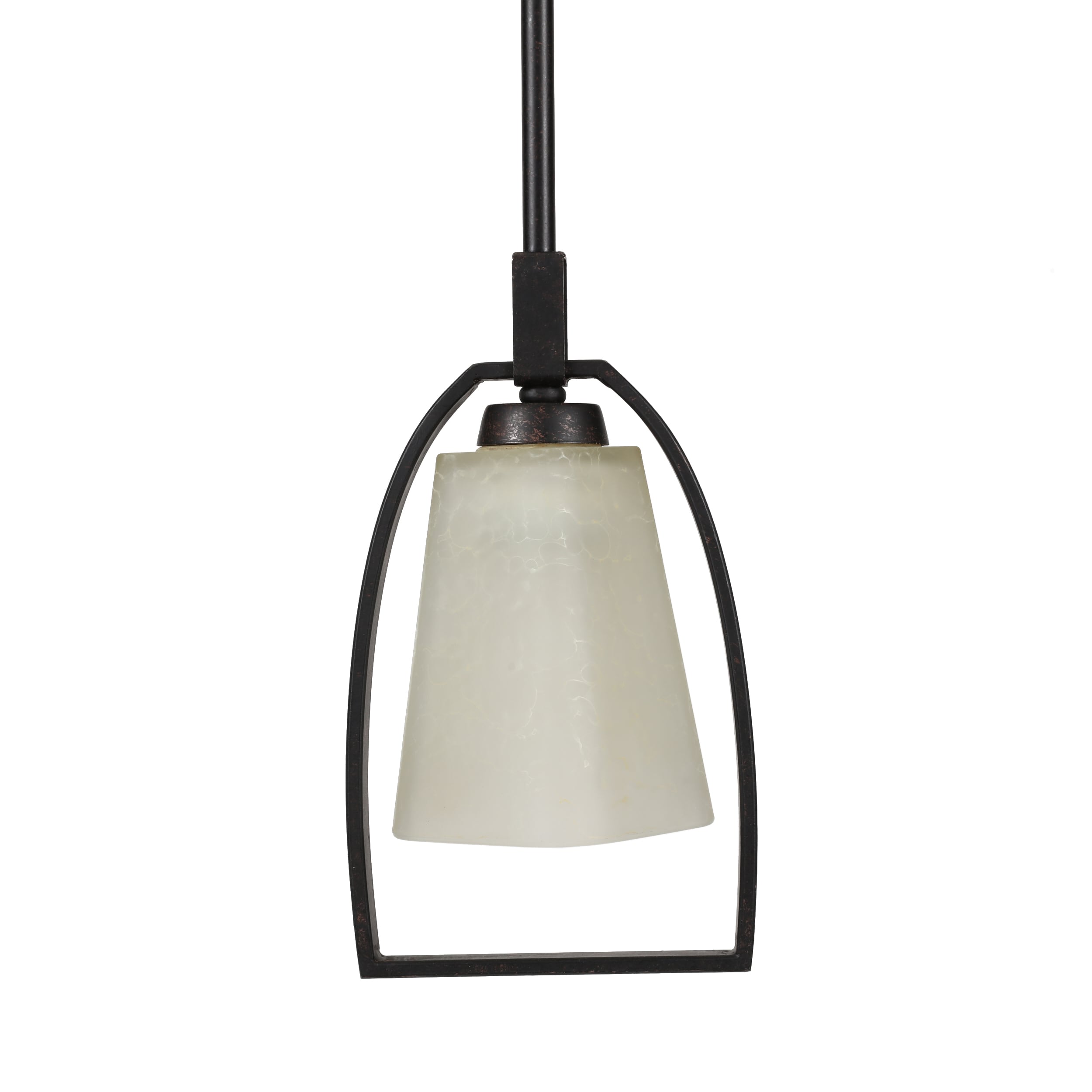 Progress Lighting P5048-84 Ridge 1 -Light Espresso Rustic Etched glass Bell Mini Hanging Pendant light
