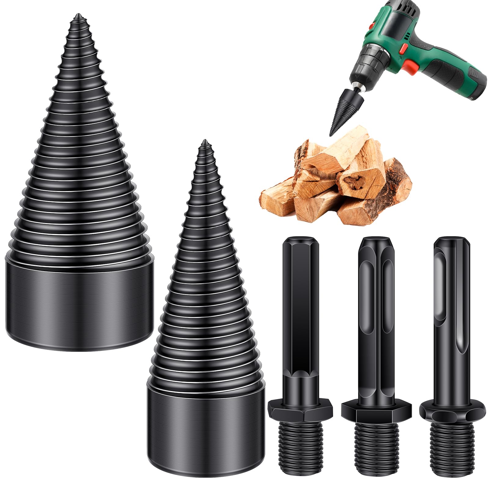 AOIZGMY  Firewood Log Splitter Drill Bit Set with Three Shank Types for Electric Drills 32 MM and 42 MM Sizes durable home