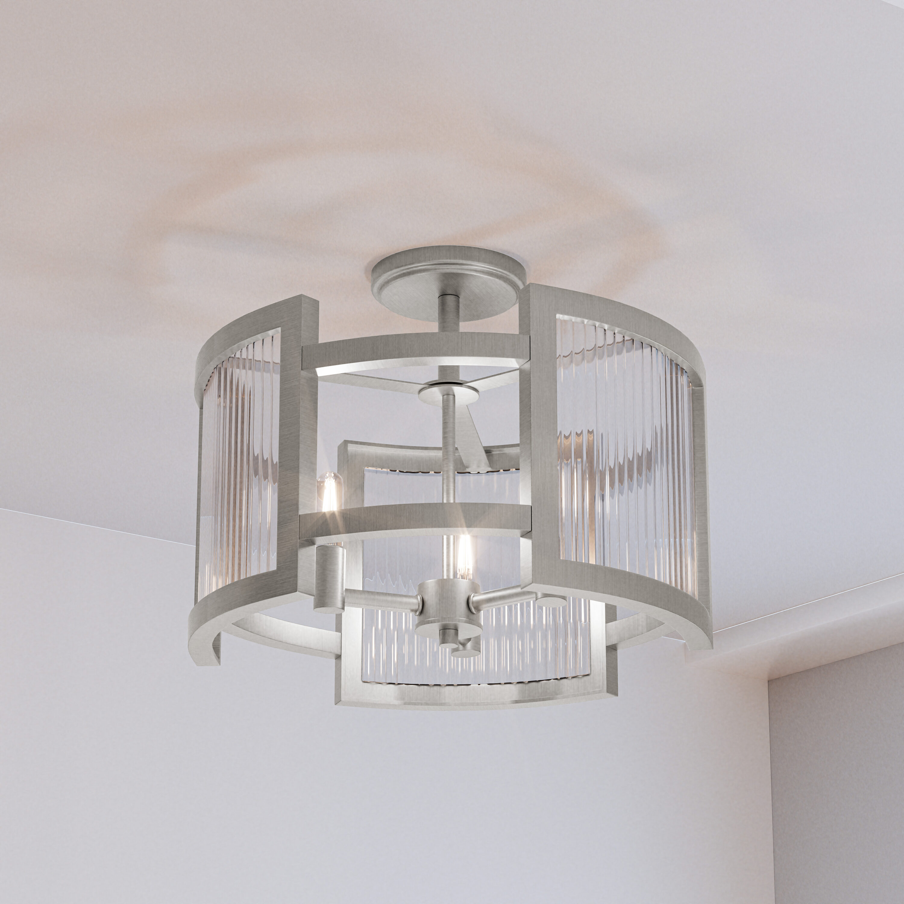 Quoizel LWS35729B2 Lexon 3 -Light 13-in Brushed Nickel Semi Flush Mount Light