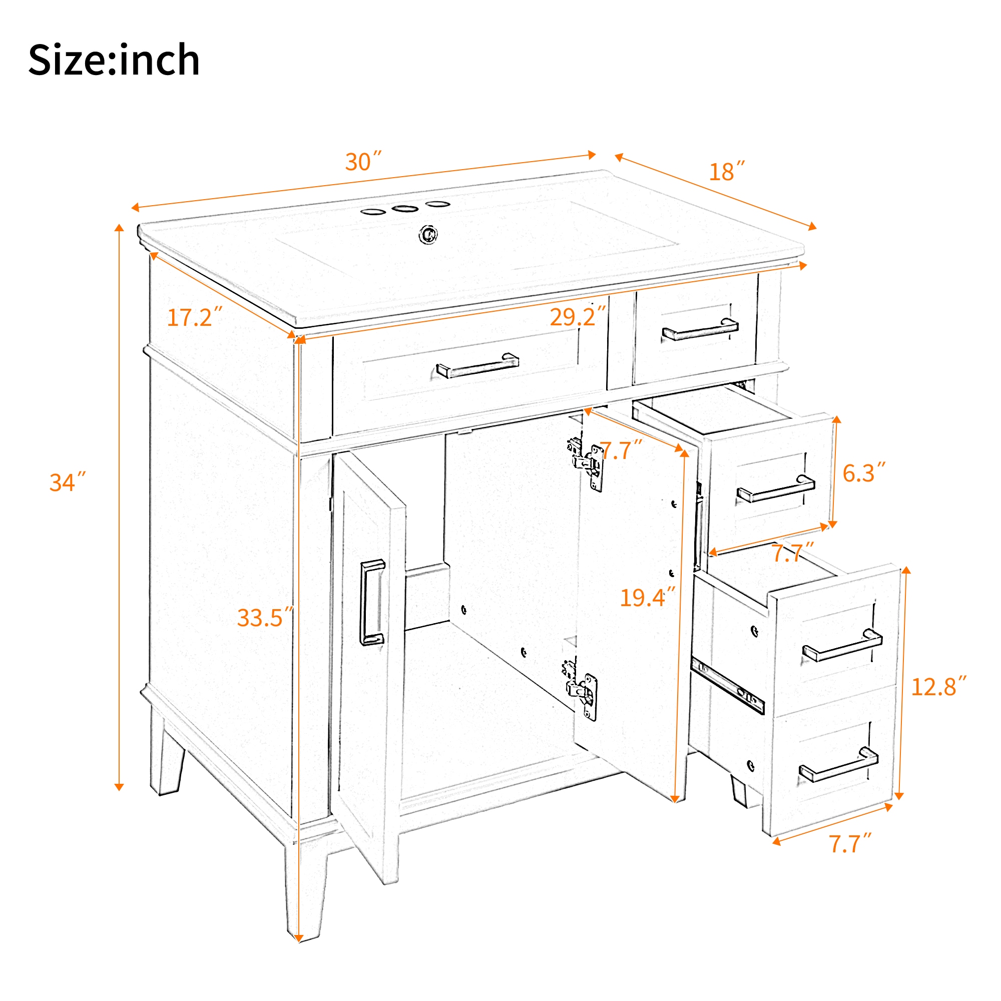 Homy Casa BV29-W30-GR Bath-Vanity-Combo - View #3