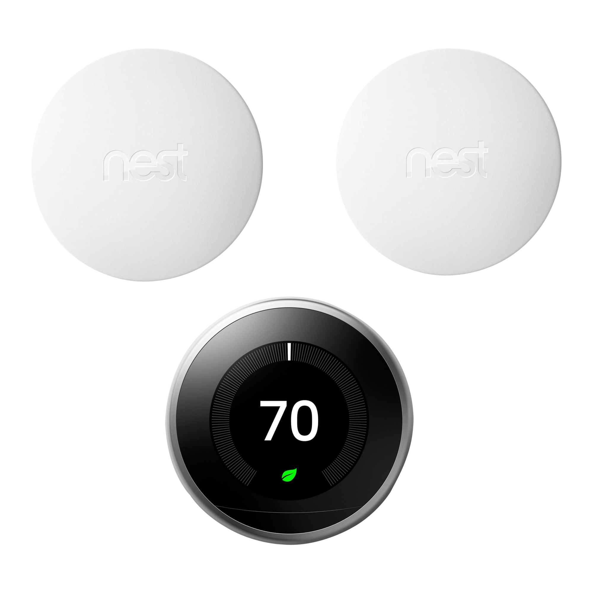 Google Google Nest Learning Thermostat 3rd Gen in Stainless Steel and Google Nest Temperature Sensor 2pk Bundle