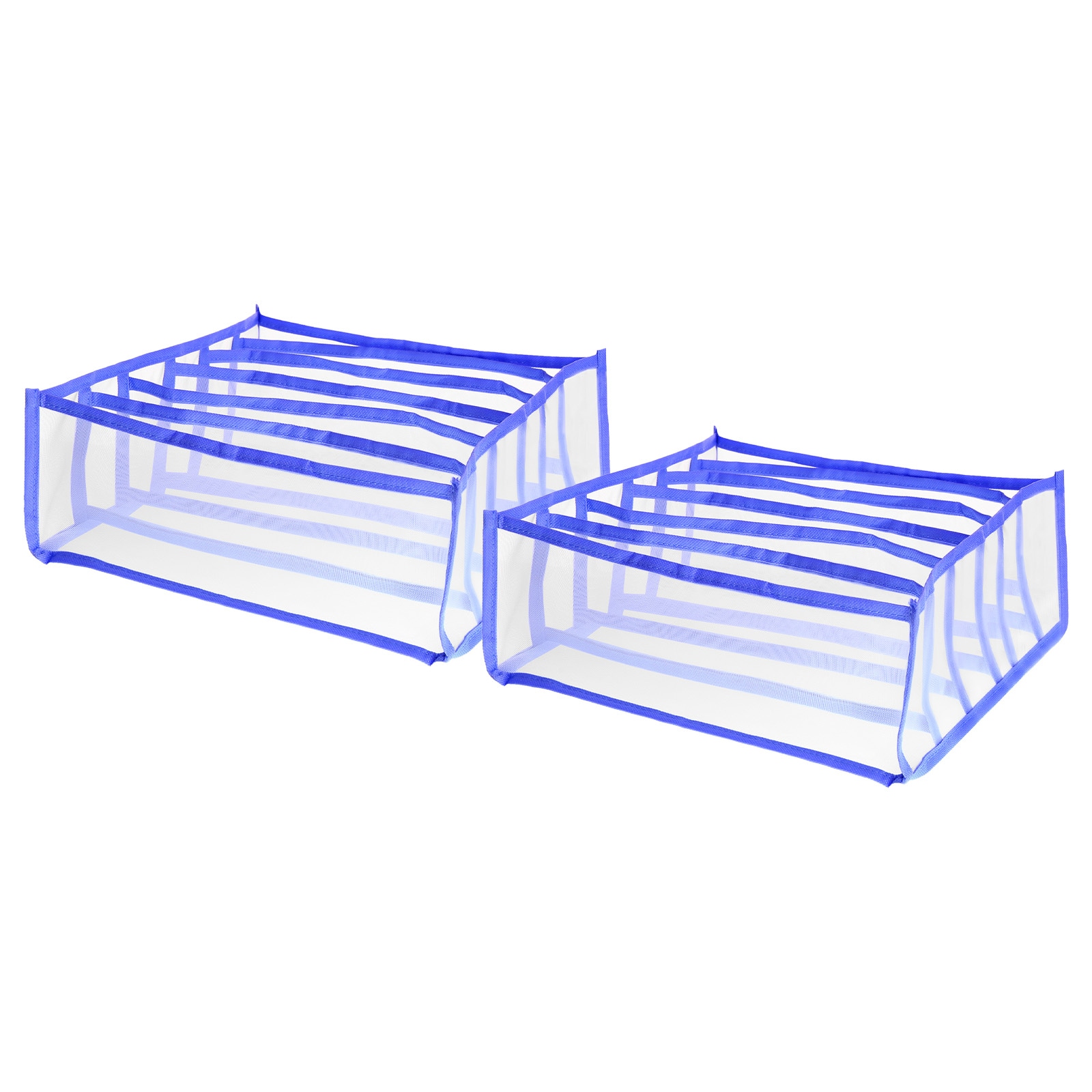 Unique Bargains 2pcs Underwear Drawer Organizer 6 Grids Foldable Underwear Bra Socks Storage Box for Bra Socks Underwear T-shirt Pants Blue