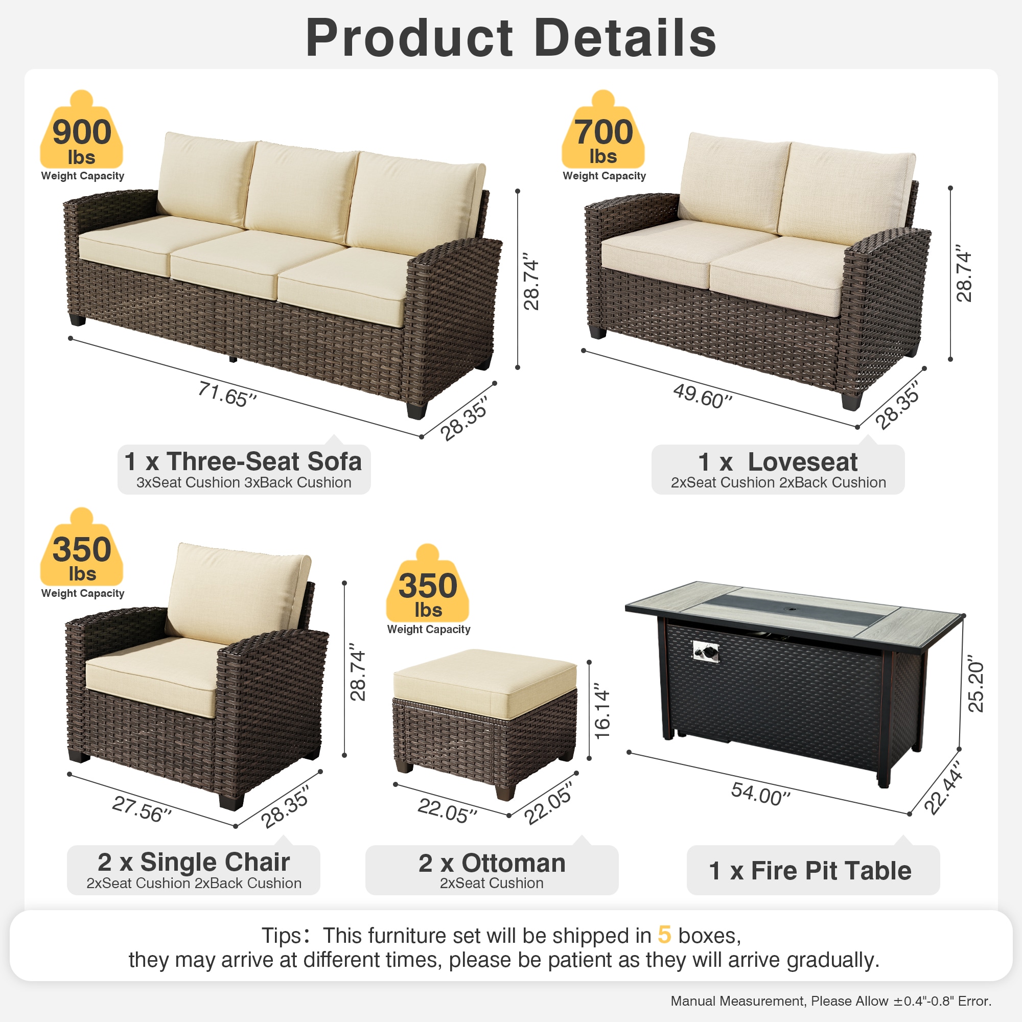 weaxty HMBCFP8503ZTPRS607 Patio-Conversation-Sets - View #7