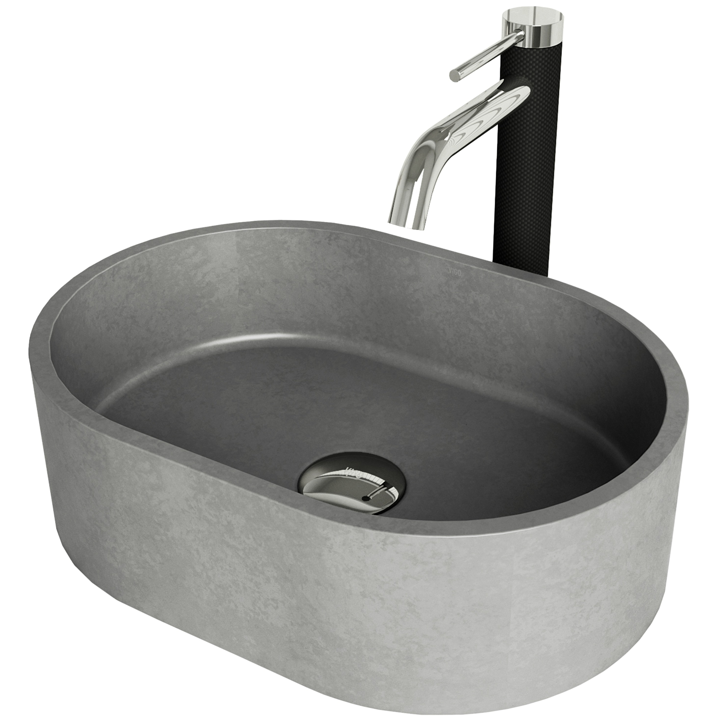 Cast Iron 15.75'' Oval Above-Counter Vessel Bathroom Sink in Gray