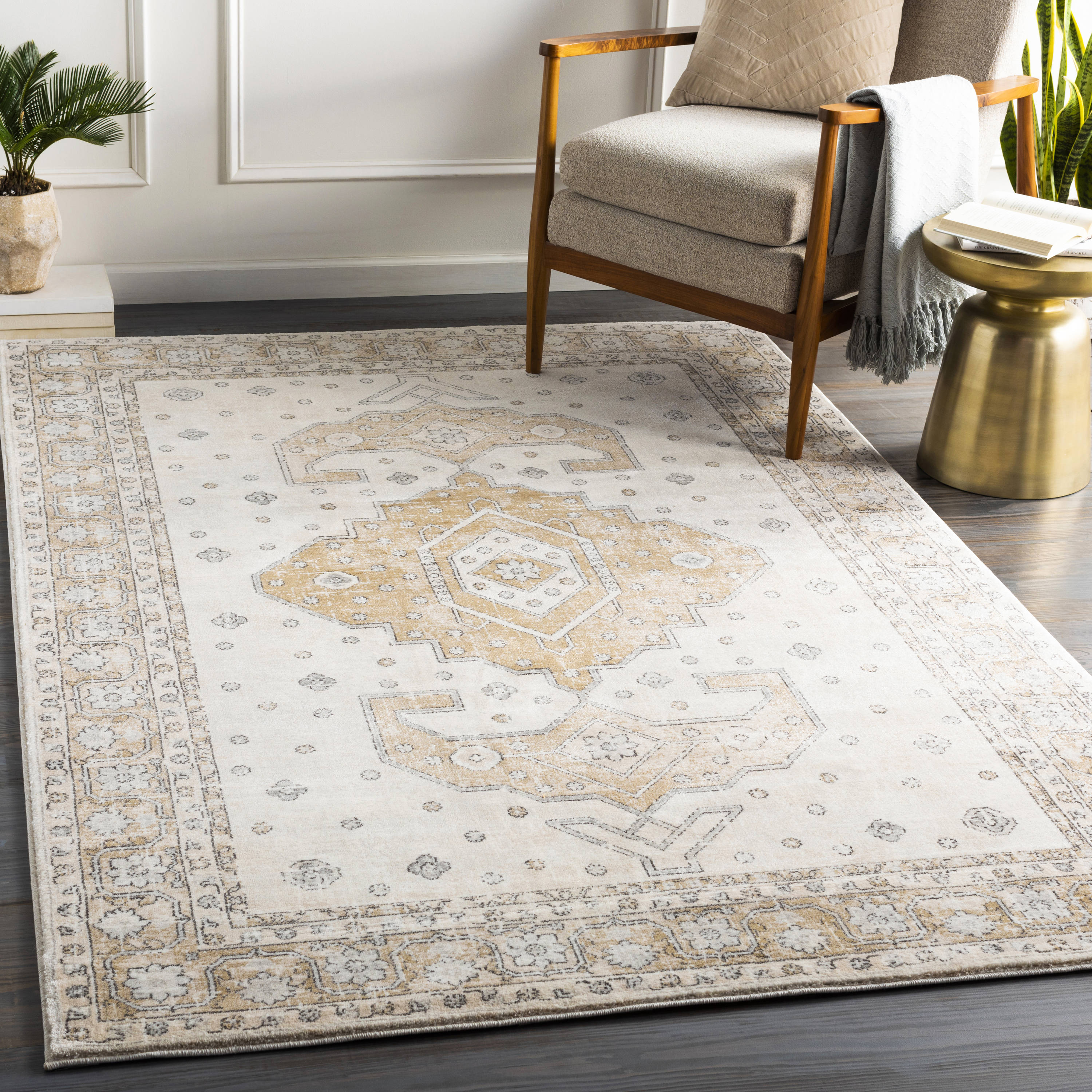 Surya 8 x 10 Tan Indoor Medallion Mid-century Modern Area Rug in the ...