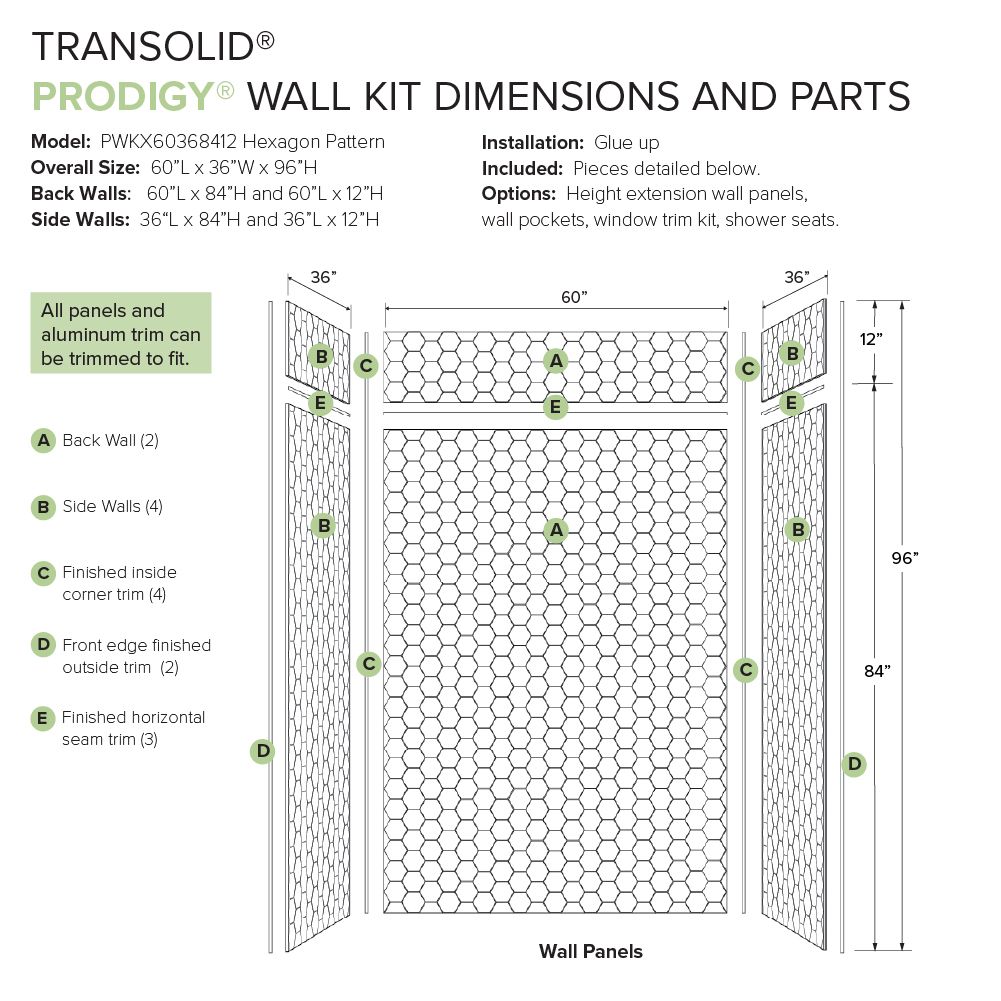Transolid PWKX60368412-331 Shower-Wall-Surrounds - View #9