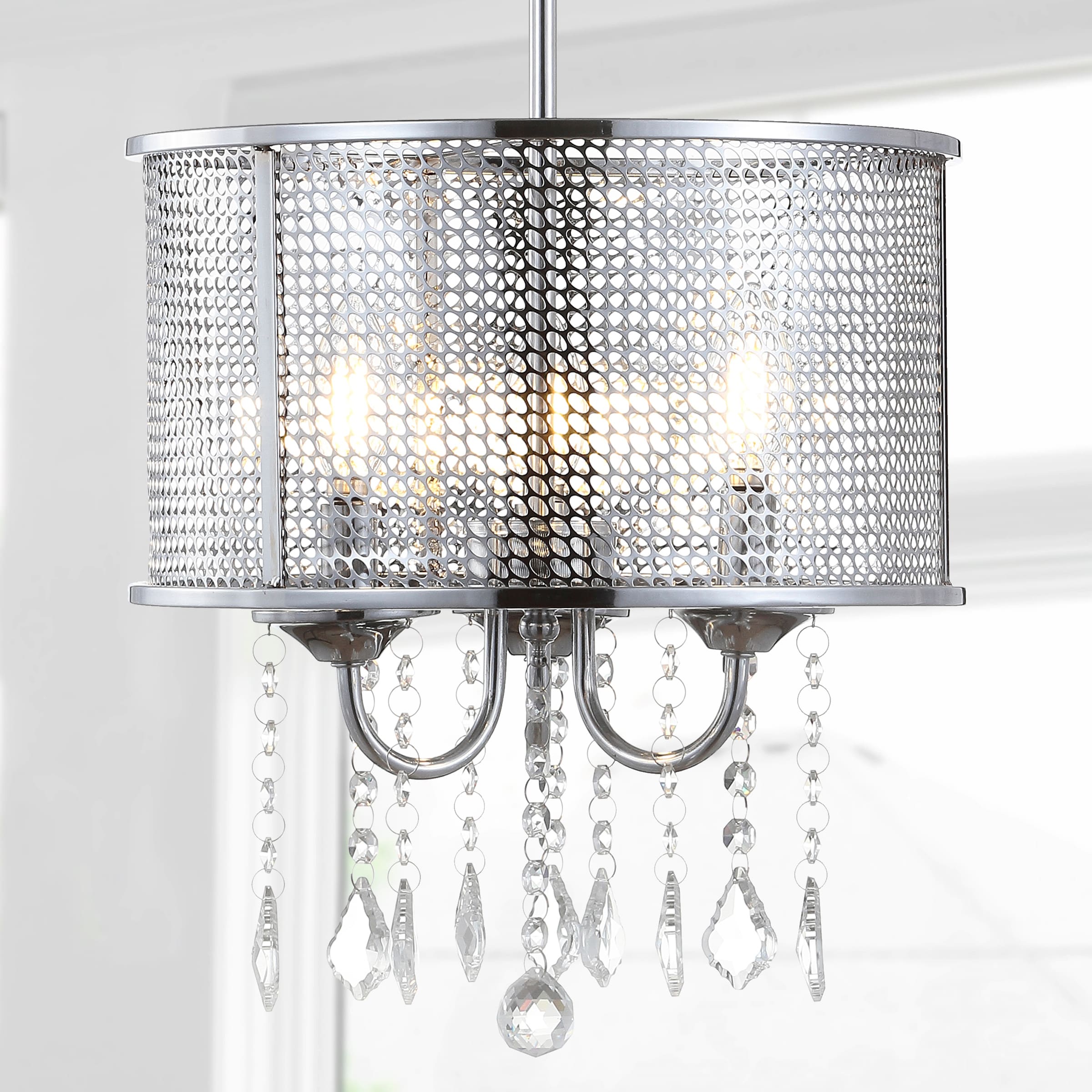 Avah 13" Chrome Polished Crystal Globe LED Pendant