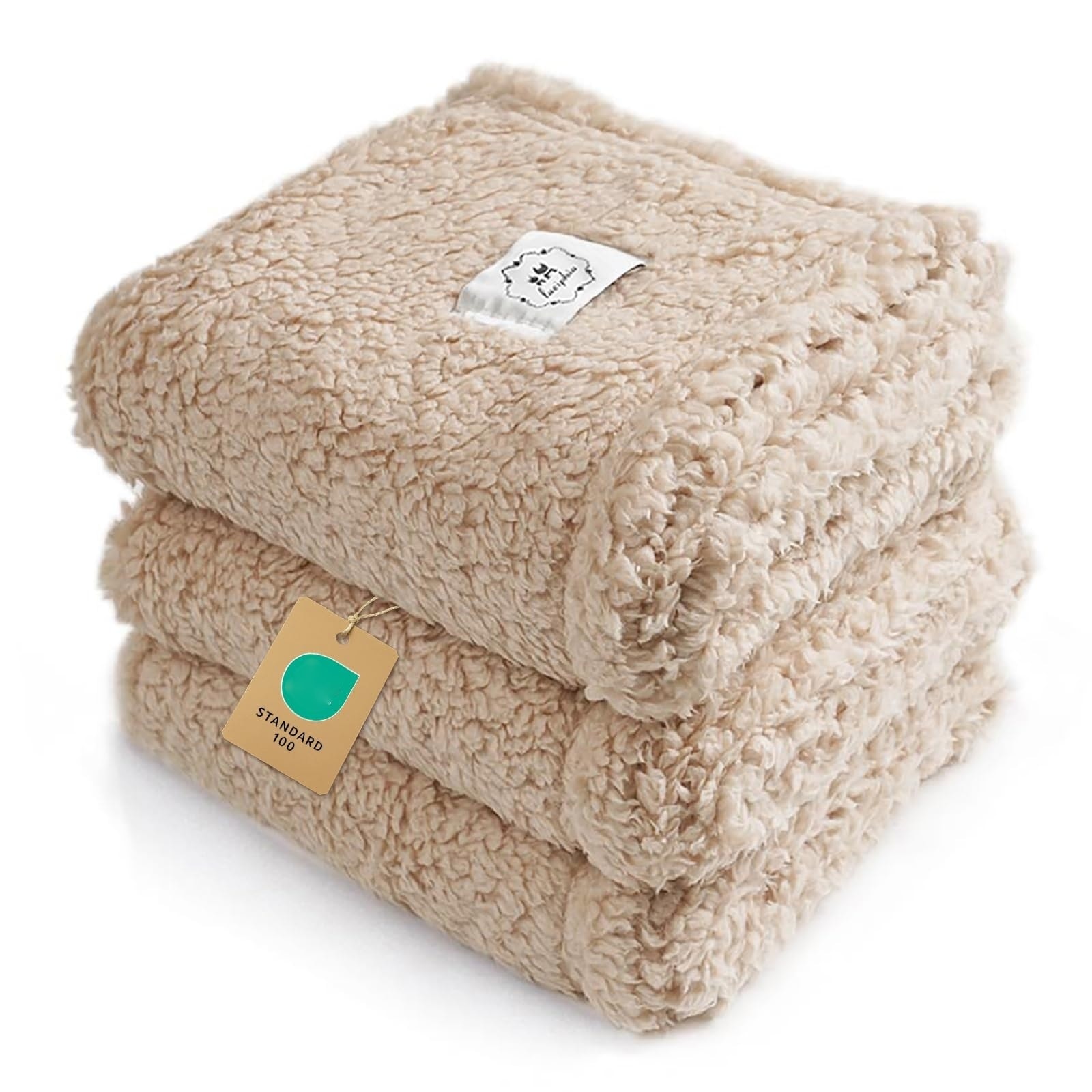 Misopily  1 pack calming fleece pet blanket soft sherpa throw for dog puppy or cat beige small 23 x 16 machine washable lightweight cozy cover