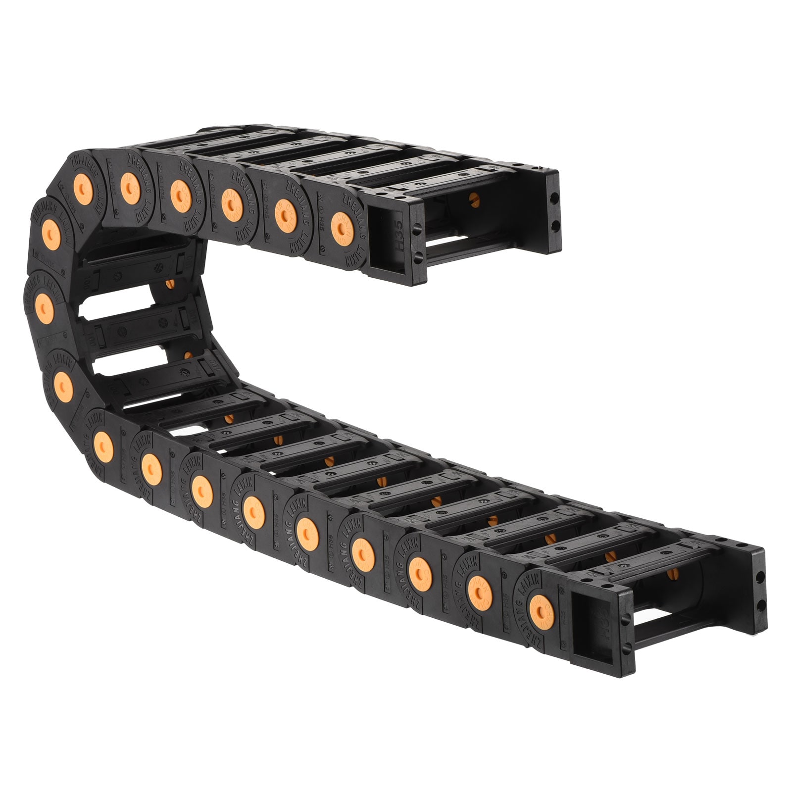 Unique Bargains Drag Chain Cable Carrier Open Type with End Connectors R100 35X100mm 1 Meter Plastic for Electrical CNC Router Machines Black #S25092300UX2396