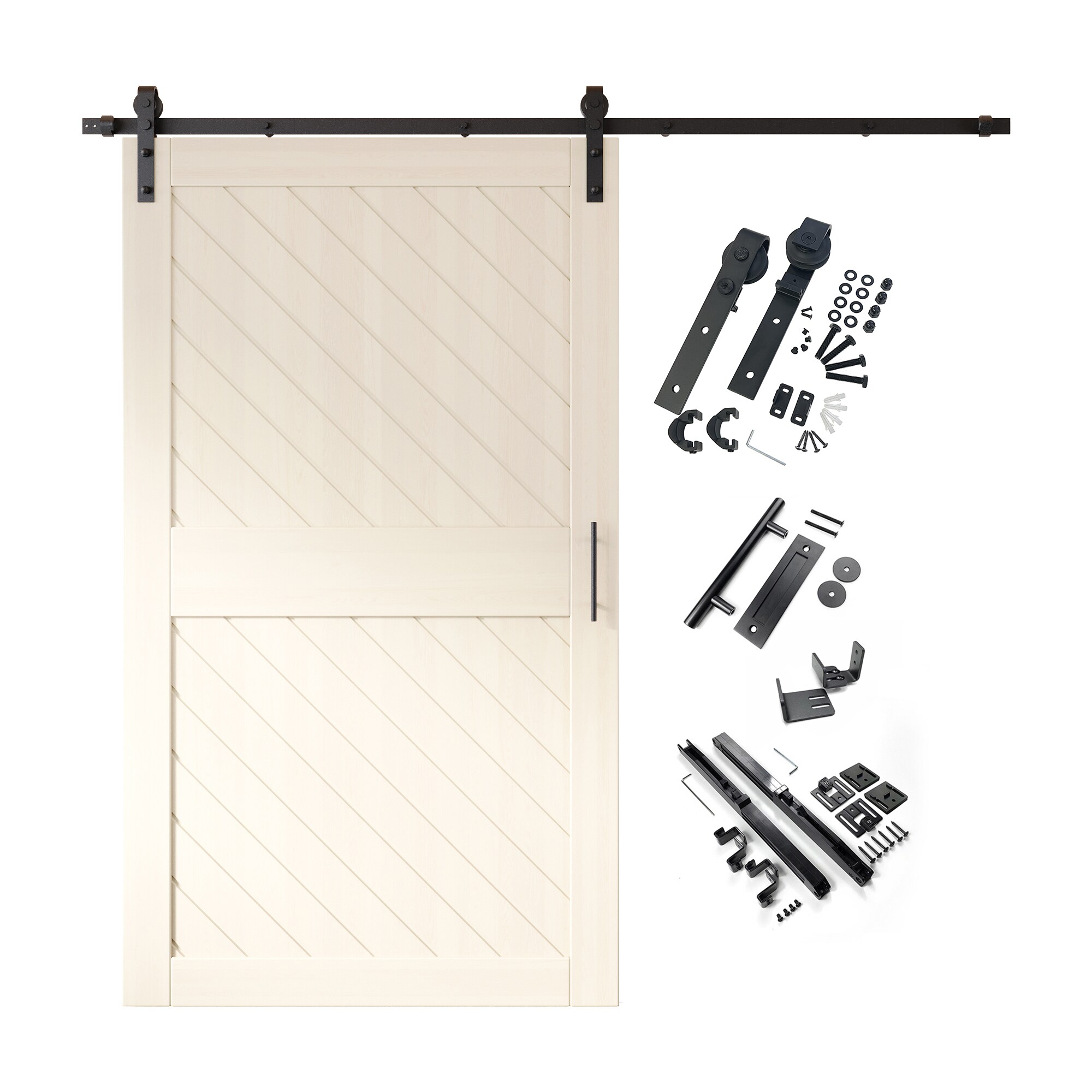 HOMACER YT1H108C-XT2-5084-TG 50-in x 84-in Tinsmith Gray Prefinished Non-standard Pine Wood Solid core Single Barn Door (Hardware Included)