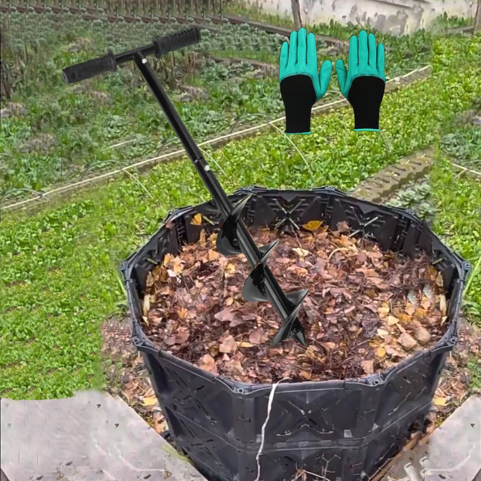 Yichuhaoxi -  Compost Turning Tool Spiral Aerator for Outdoor Compost Bins 33 Inch Easy Mixing an...