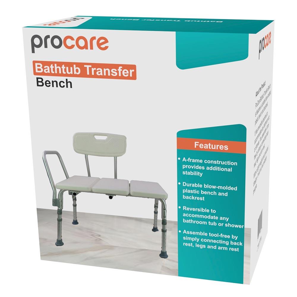 PROCARE White Plastic Freestanding Transfer Bench ADA Compliant