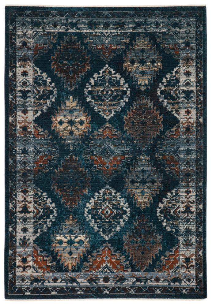 Lia Vintage Medallion 7'10"x11'1" Area Rug in Blue and Rust