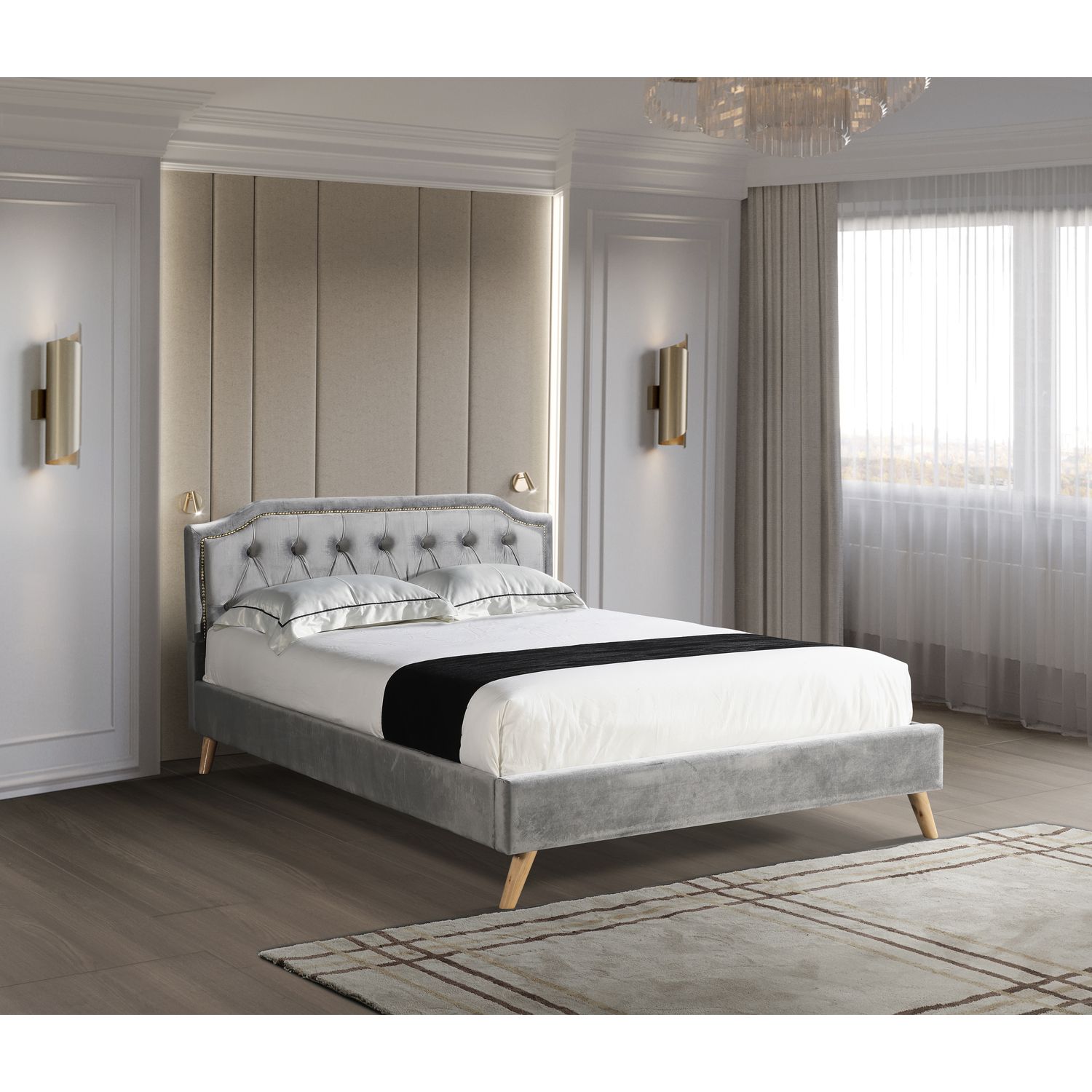 JASMODER W815S00003 Gray Full Composite Platform Bed