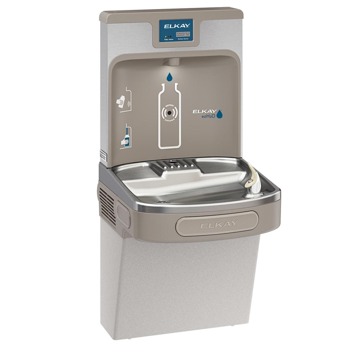 Elkay LZS8WSLP Bottle Filling Station Gray 1 -Basin Push button Wall mount Bottle filler/Drinking fountain Filter Included