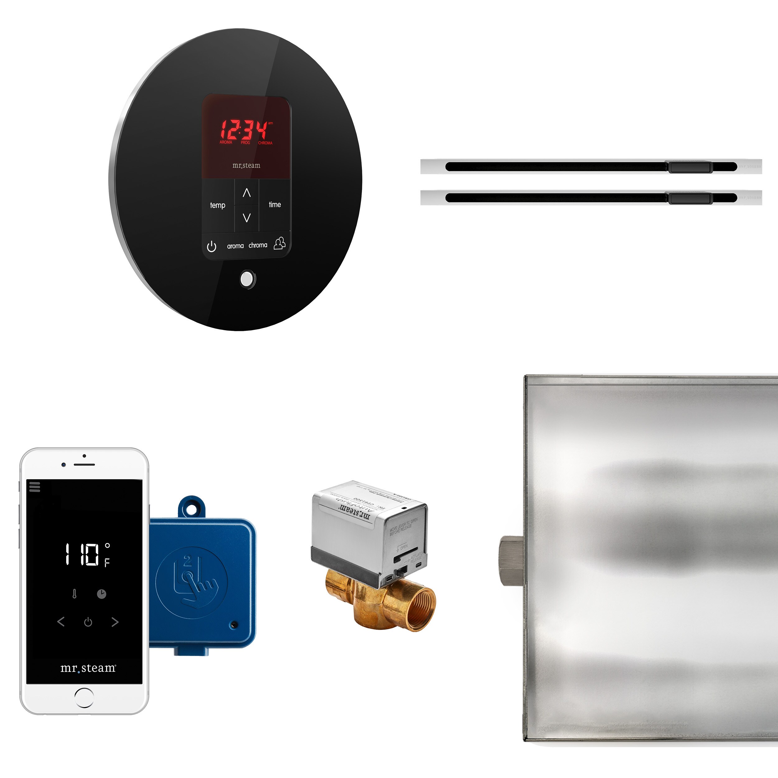 Mr. Steam BTLRLXRBK 120-Watt Glass Black Steam generator control kit