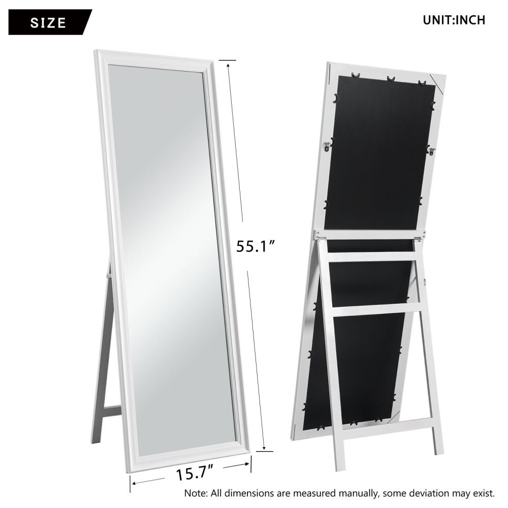 NeuType 15.7-in W x 55.1-in H White Framed Full Length Floor Mirror at ...