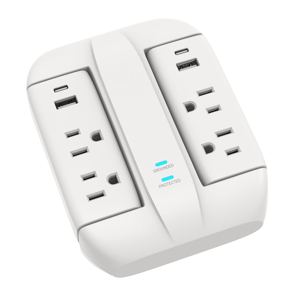 Utilitech LA-6S-7 4 -Outlet 500 Joules 1875 -Watts 1875VA White Indoor USB AC Surge Protector