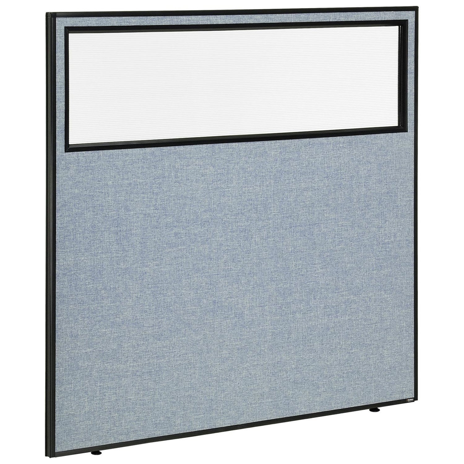 Global Industrial 694661WBL 60-14-inW x 60-inH Office Partition Panel with Partial Window Blue