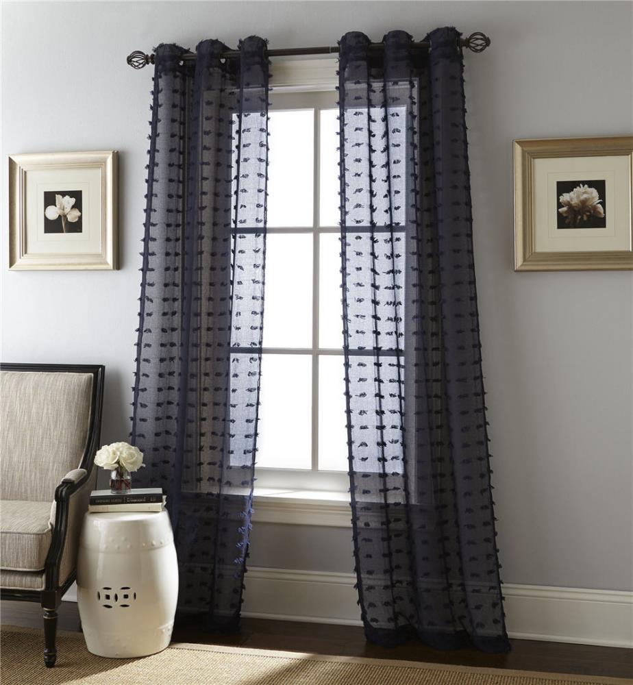 84-in Navy Light Filtering Grommet Curtain Panel Pair Polyester in Blue | - allen + roth PAYTON-P-NAVY-84