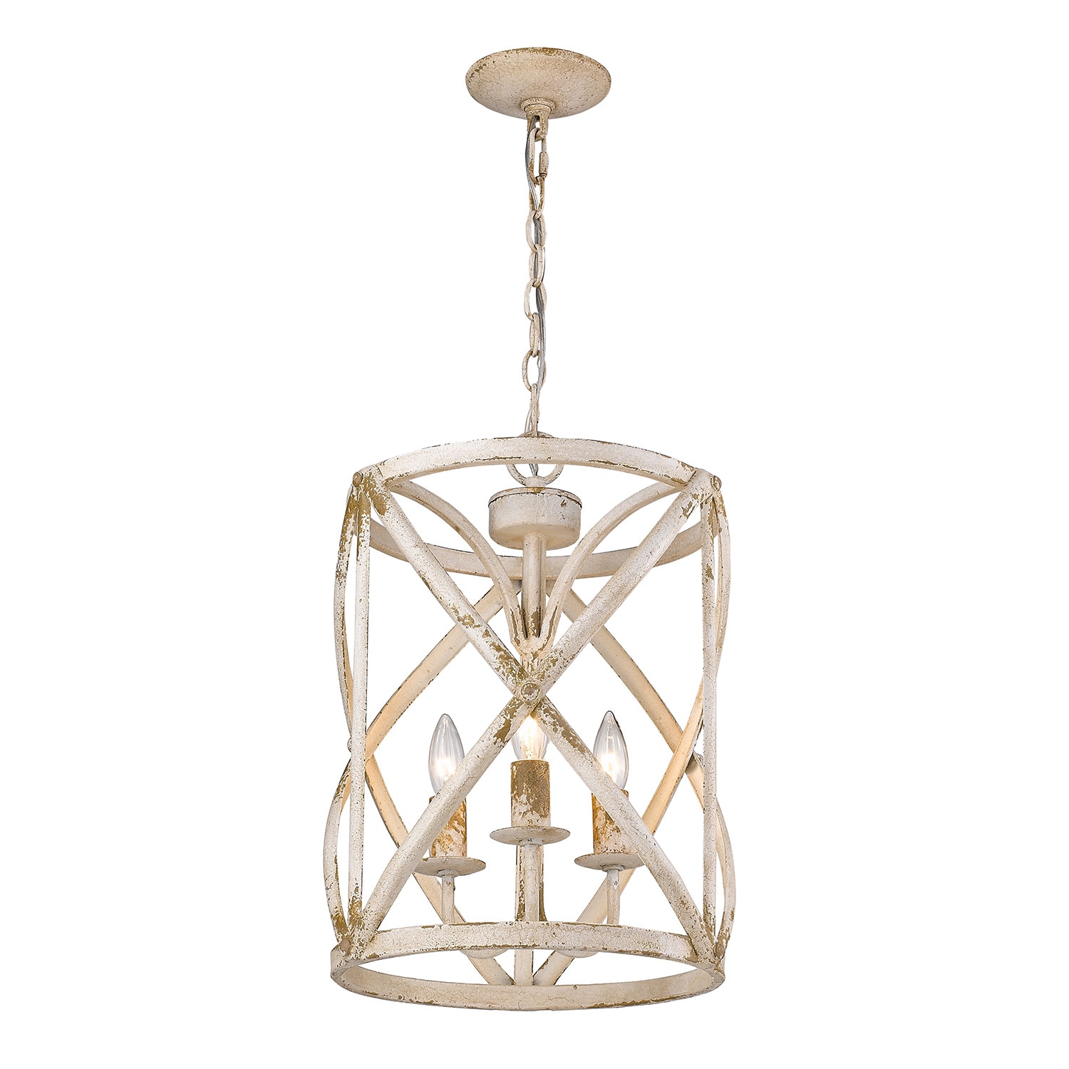 Antique Ivory Traditional Drum Pendant Light with LED Option