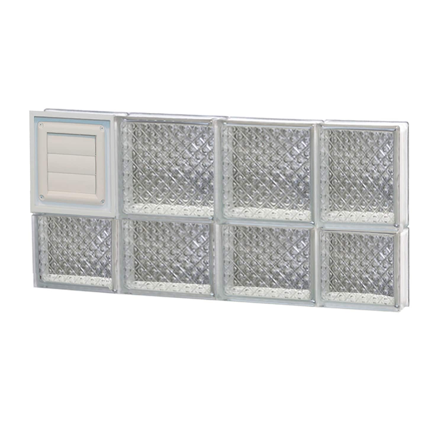 REDI2SET D2814DP Diamond Glass 27-in x 13-1/2-in Frameless Replacement Dryer vent Glass Block Window
