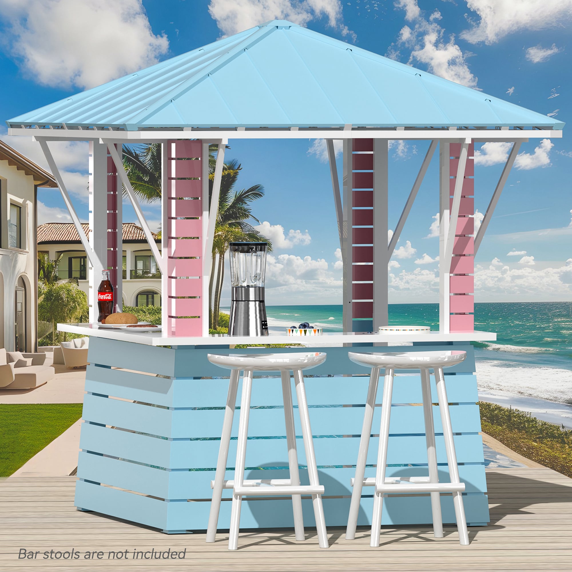 ELEVATE OUTDOORS IG10600005 8-ft x 8-ft Blue Square Semi-permanent Gazebo with Hardtop Steel Roof