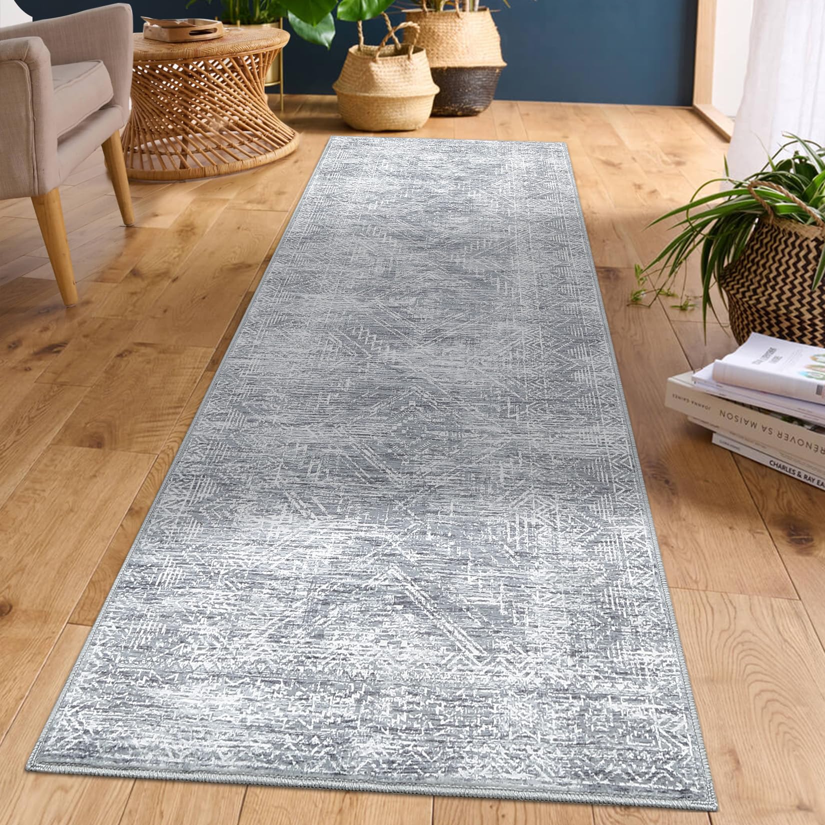 GarveeLife Washable Area Rug 4 x 6 Ft Fine Plush Abstract Diamond Area ...