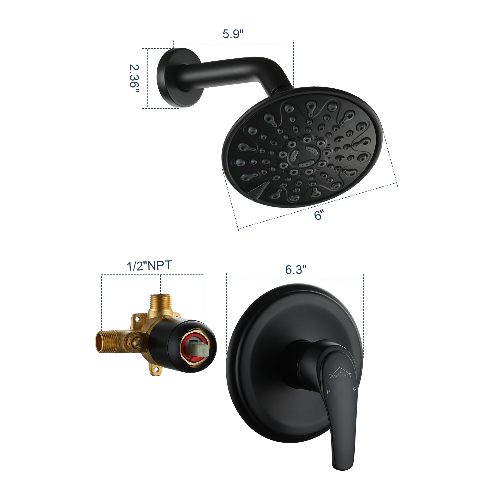 CASAINC CASA07MB Showerhead-Bar-Panels - View #4
