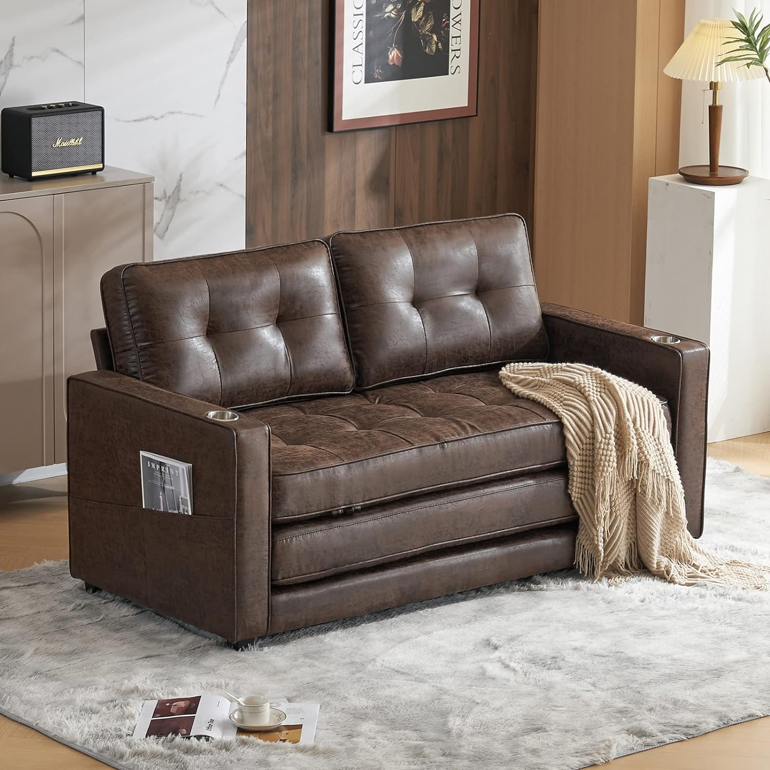 Faux leather sleeper hotsell