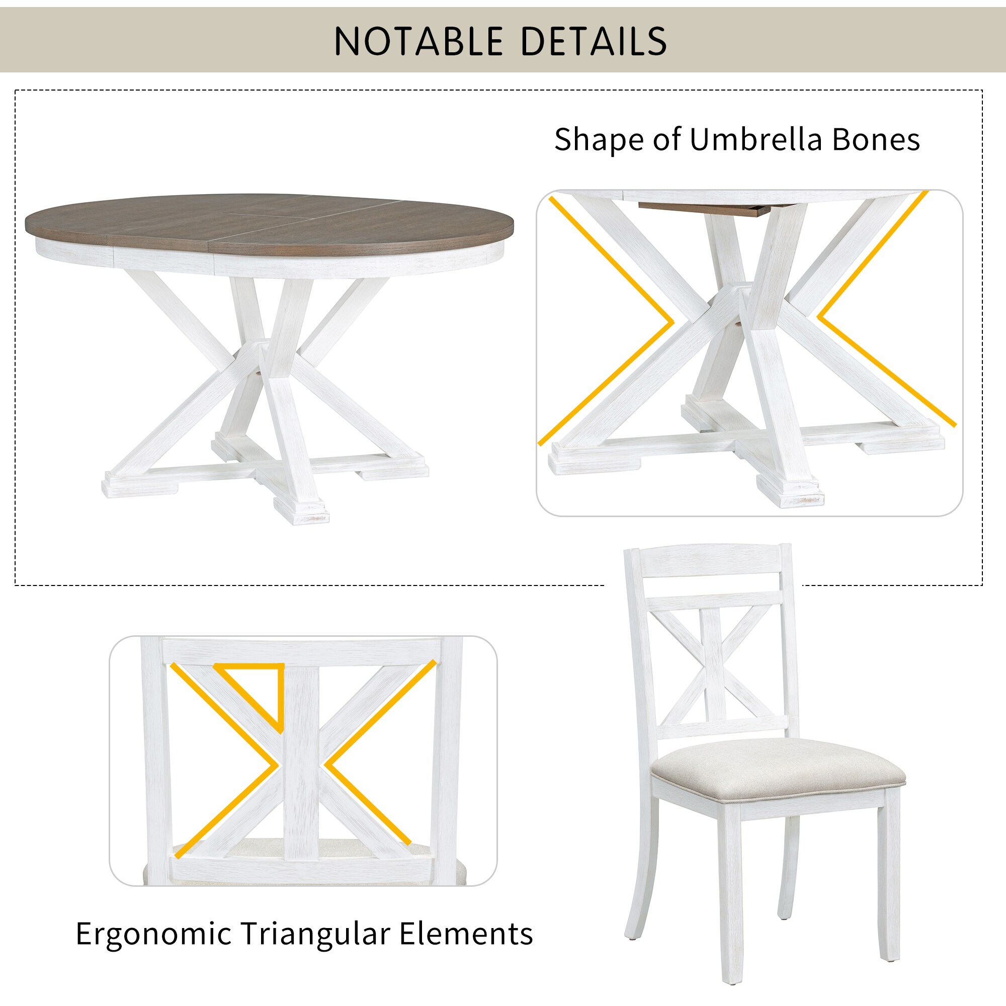 SINOFURN Offwhite Dining Room Set with Table (Seats 4) in the Dining