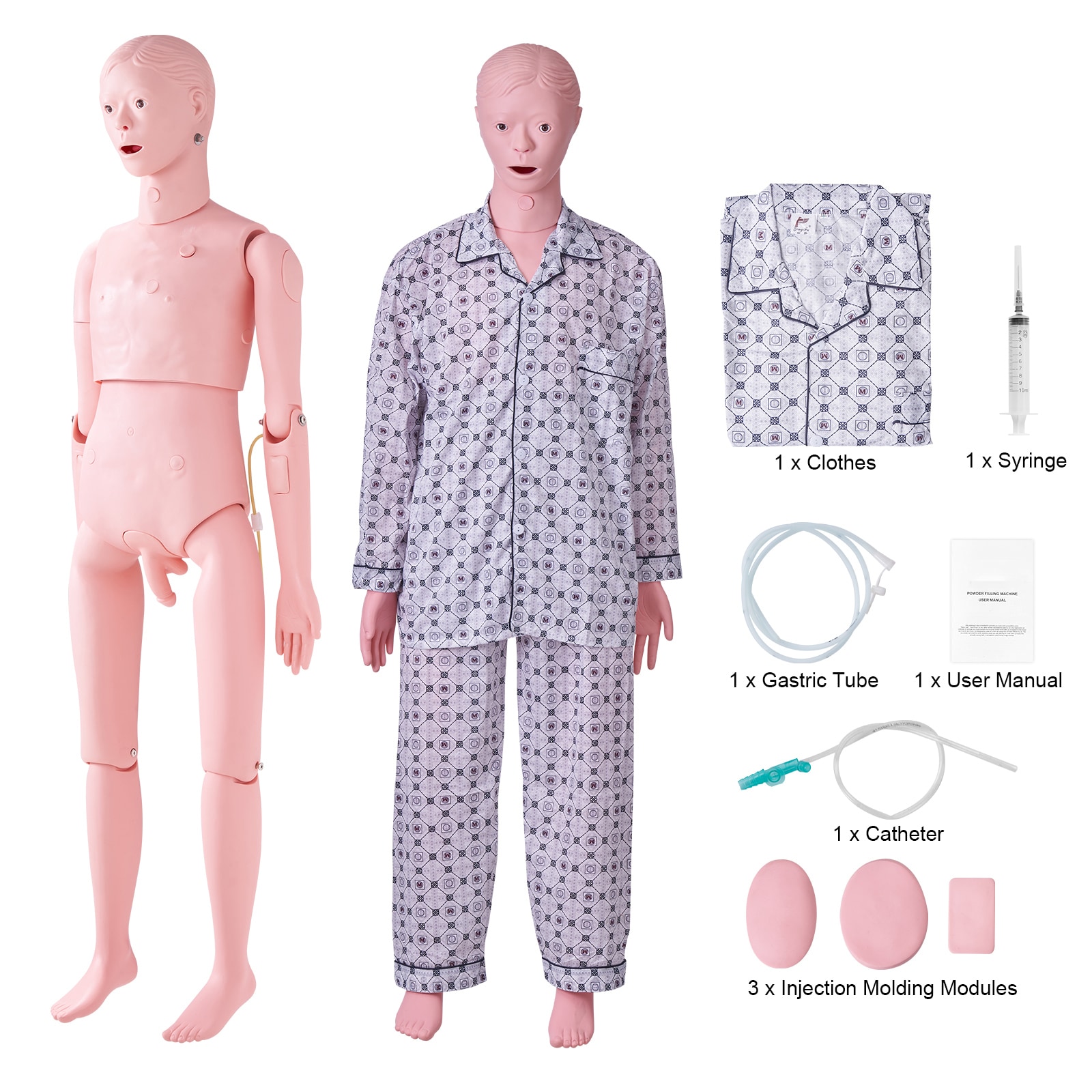 VEVOR SCHLRTMXDBLN05489V0 Nursing Training Manikin  Male Life Size Demonstration Human Manikin for Nursing Training  Multifunctional Education Teaching Model Supplies  PVC Anatomical Mannequin Body Care Simulator Model
