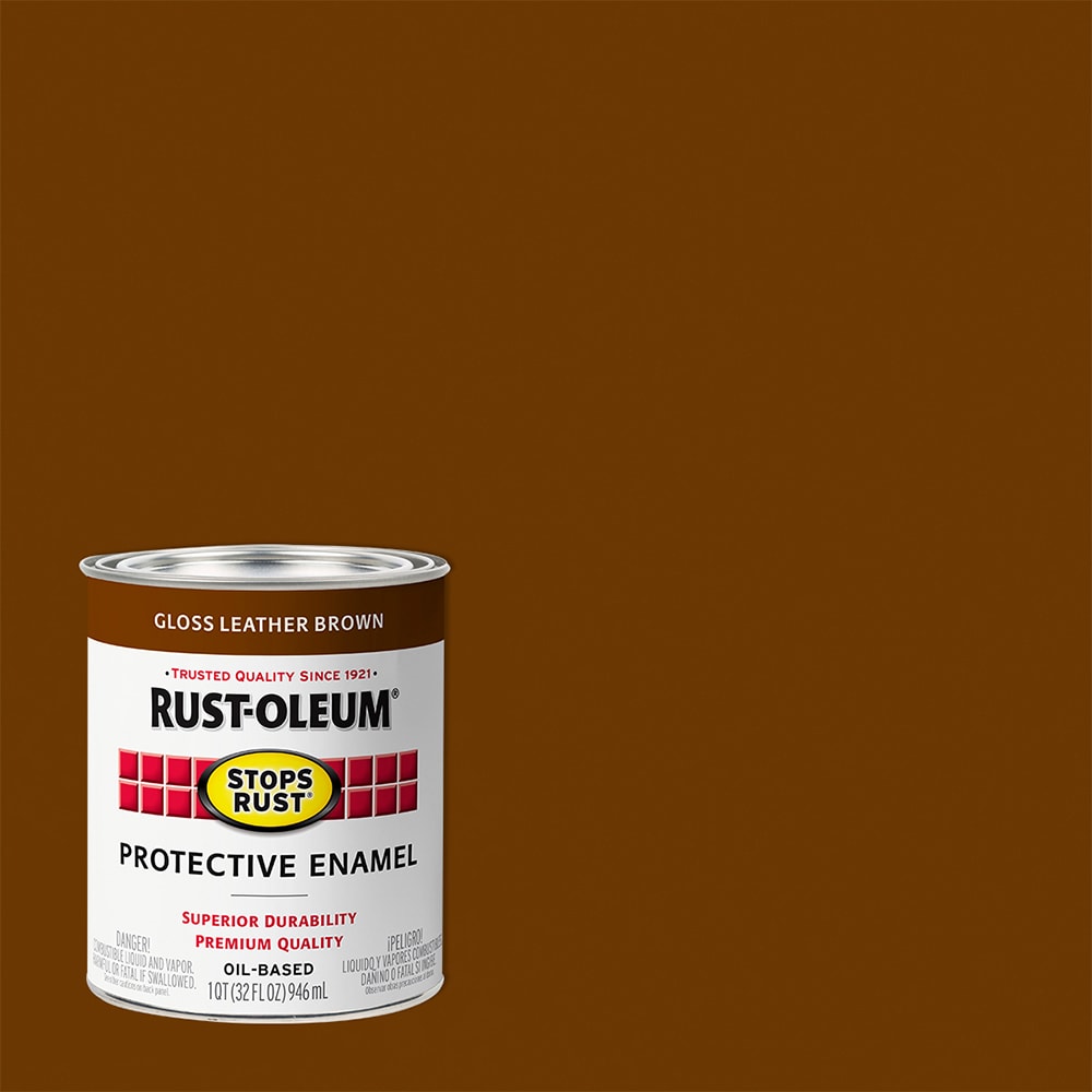 Rust-Oleum 353577 Stops Rust Gloss Leather Brown Interior/Exterior Oil-based Industrial Enamel Paint ( 1-quart )