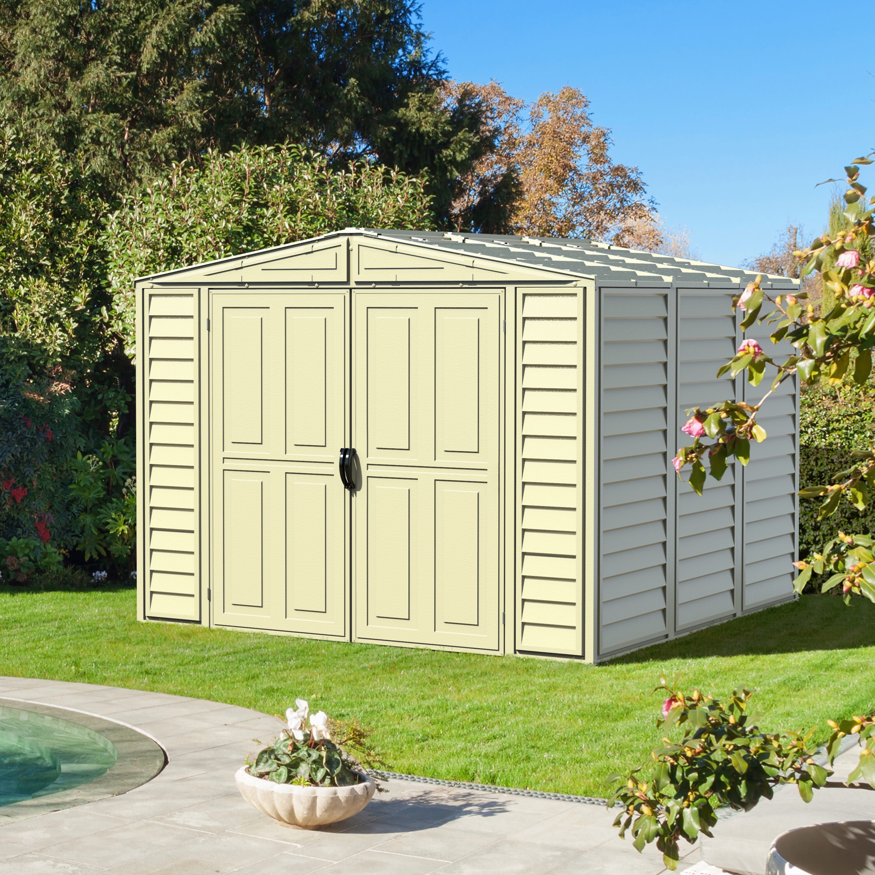 DuraMax Building Products 8-ft x 8-ft Duramate Gable Vinyl Storage Shed in  the Vinyl & Resin Storage Sheds department at Lowes.com