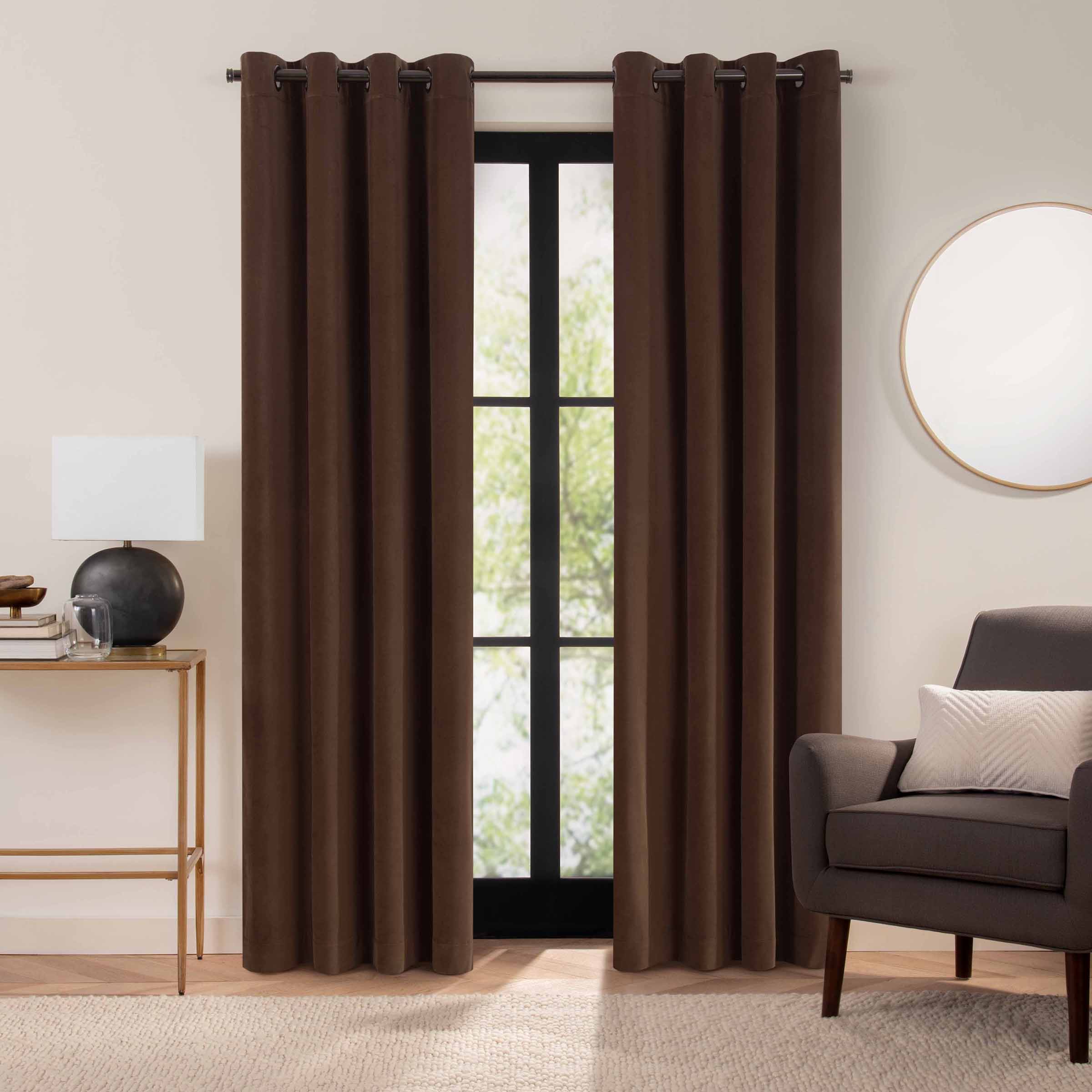 Eclipse 28628203390 96-Inches Chocolate Blackout Thermal lined Grommet Single curtain panel