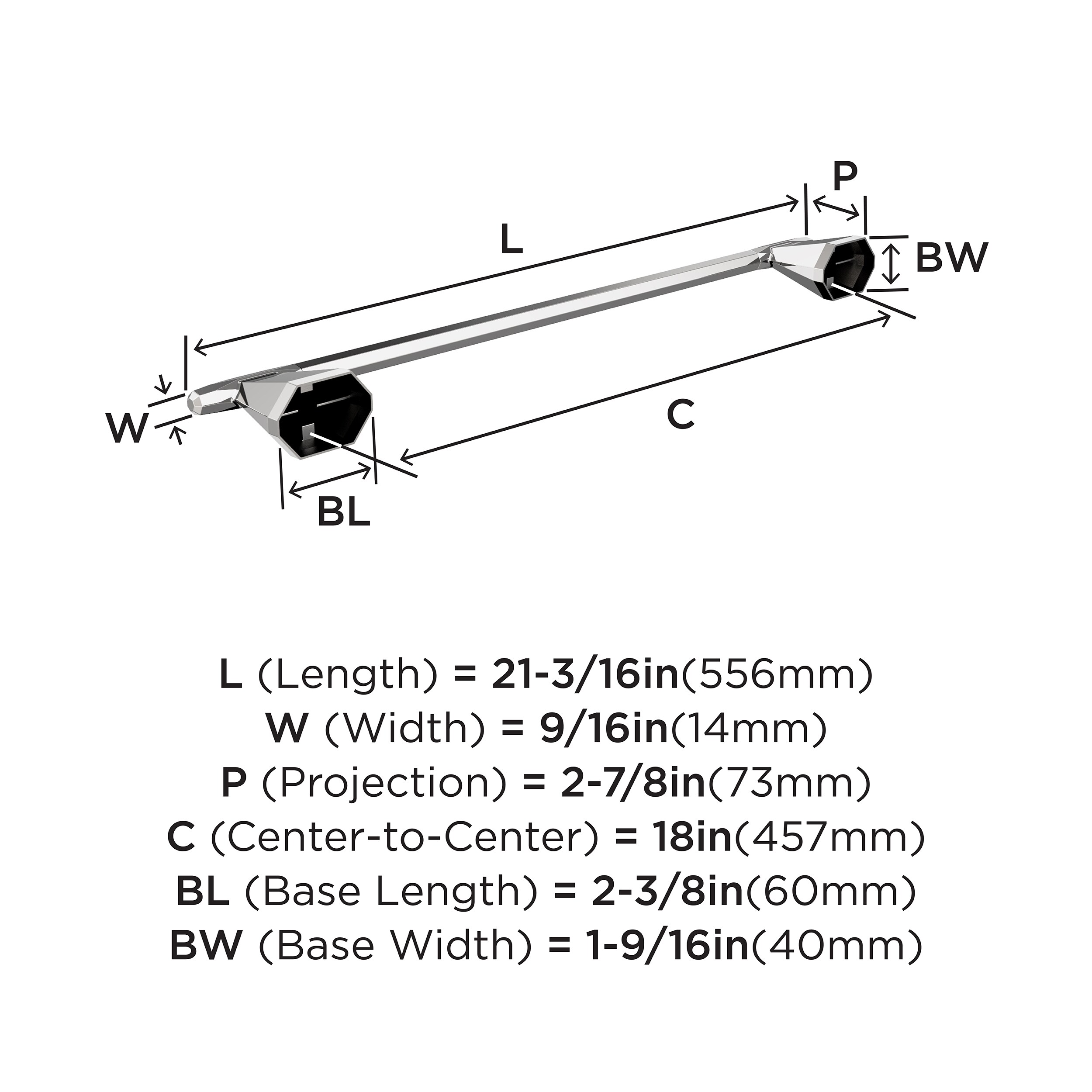 St. Vincent 18 Inch Chrome Wall Mounted Towel Bar