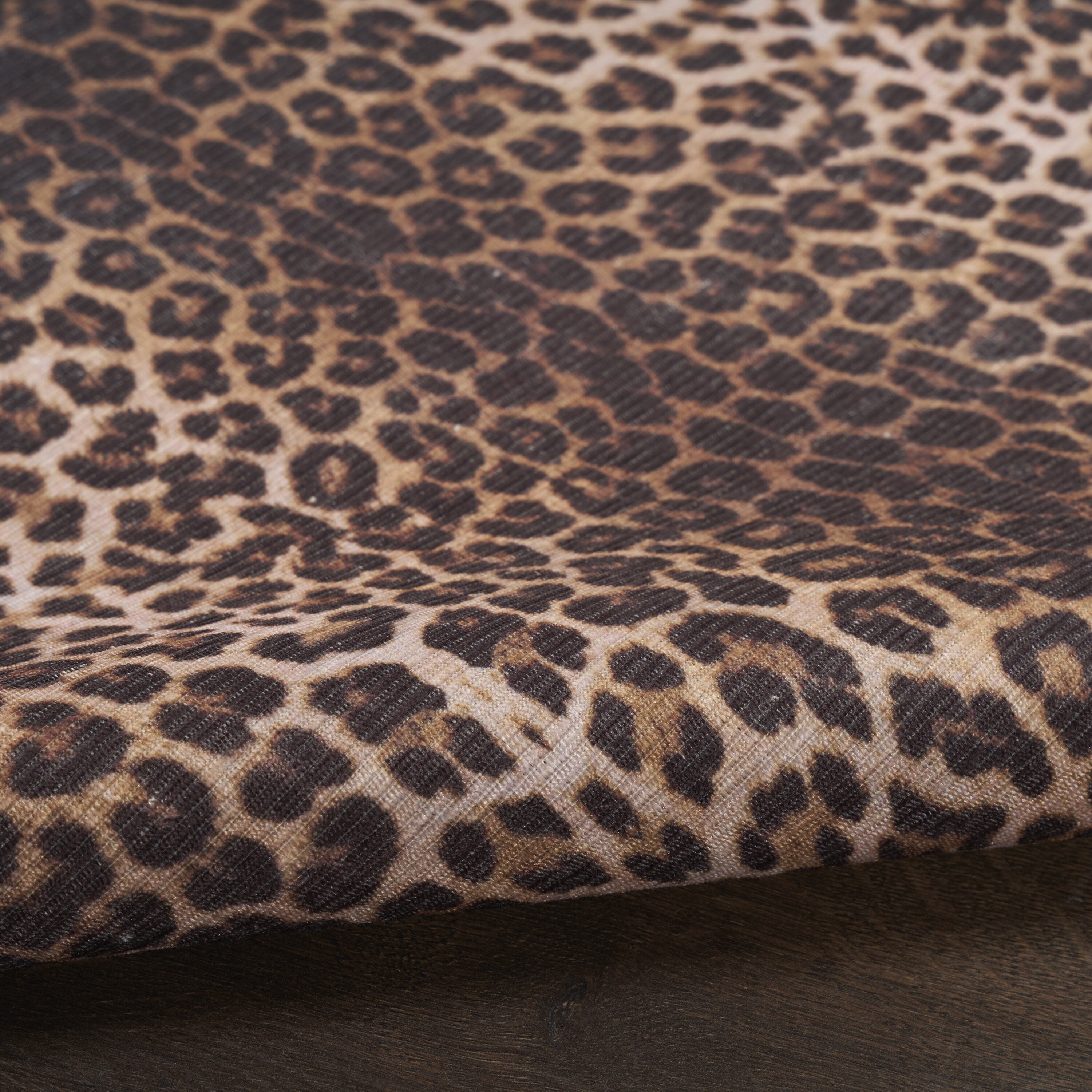 Leopard Print Brown and Beige Rectangular Washable Area Rug