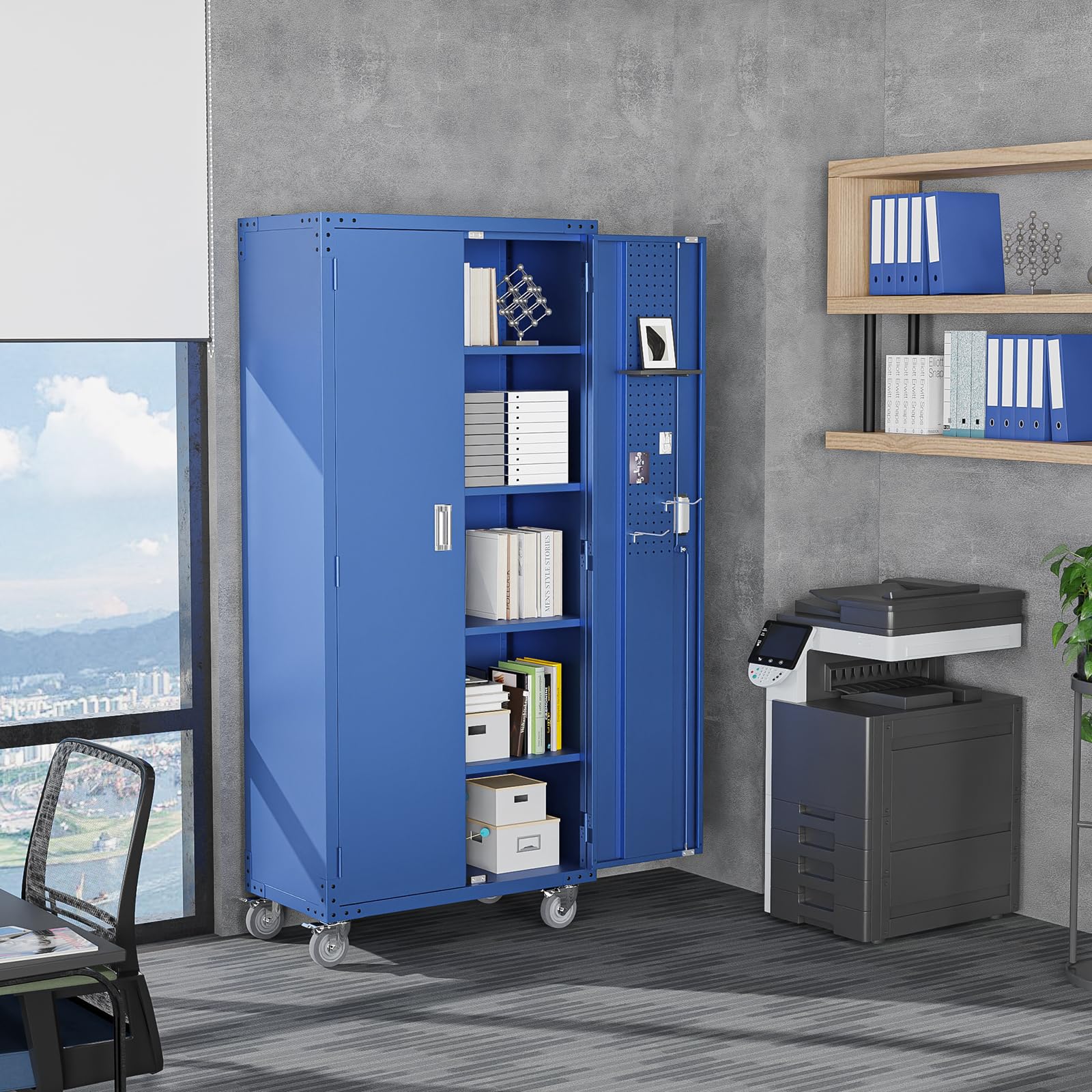VINGLI 32-in W 72-in H Rolling Garage Storage Cabinet with
