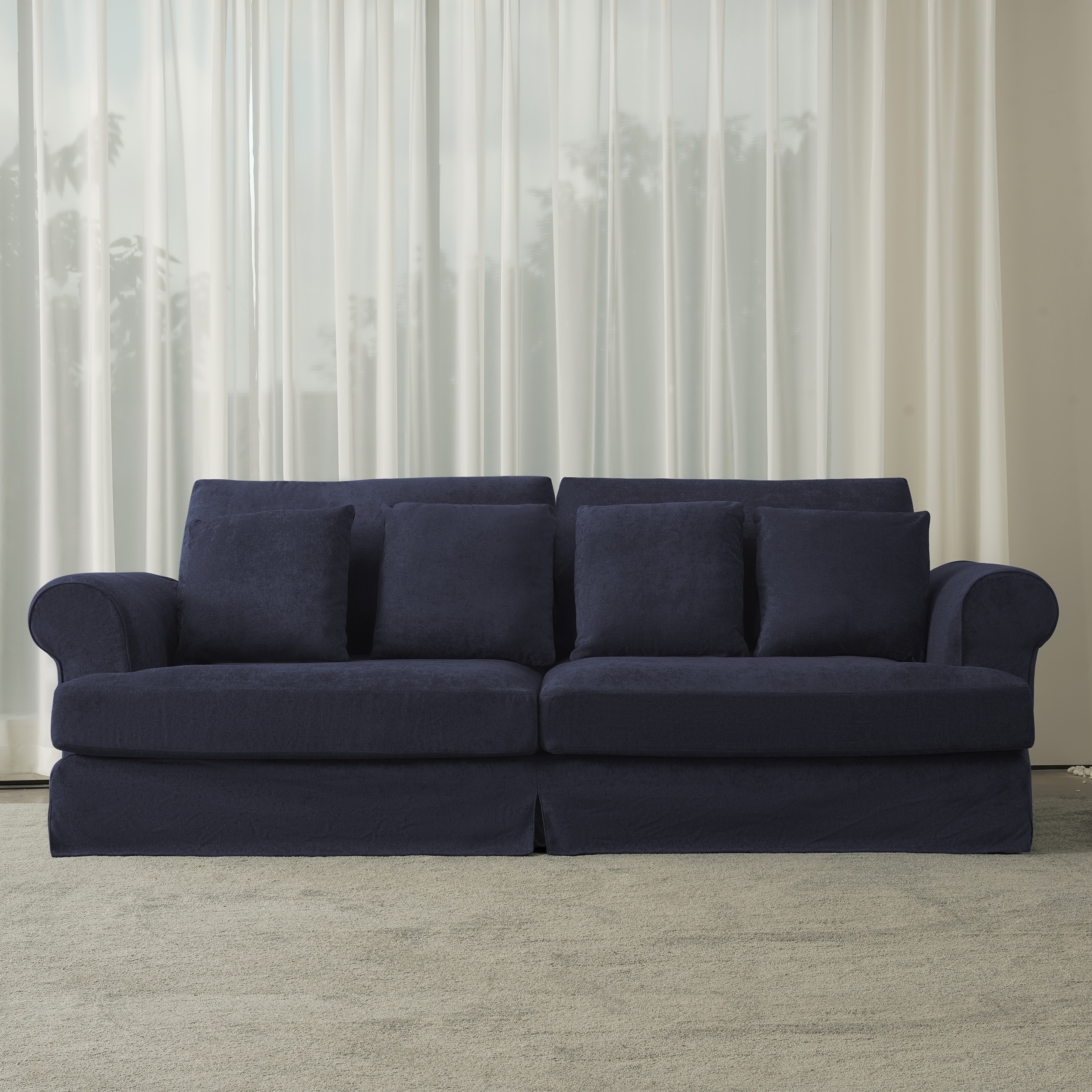  RND-236-9A Sofa 102.4-in Casual Navy Blue Cotton 2 -seater Loveseat