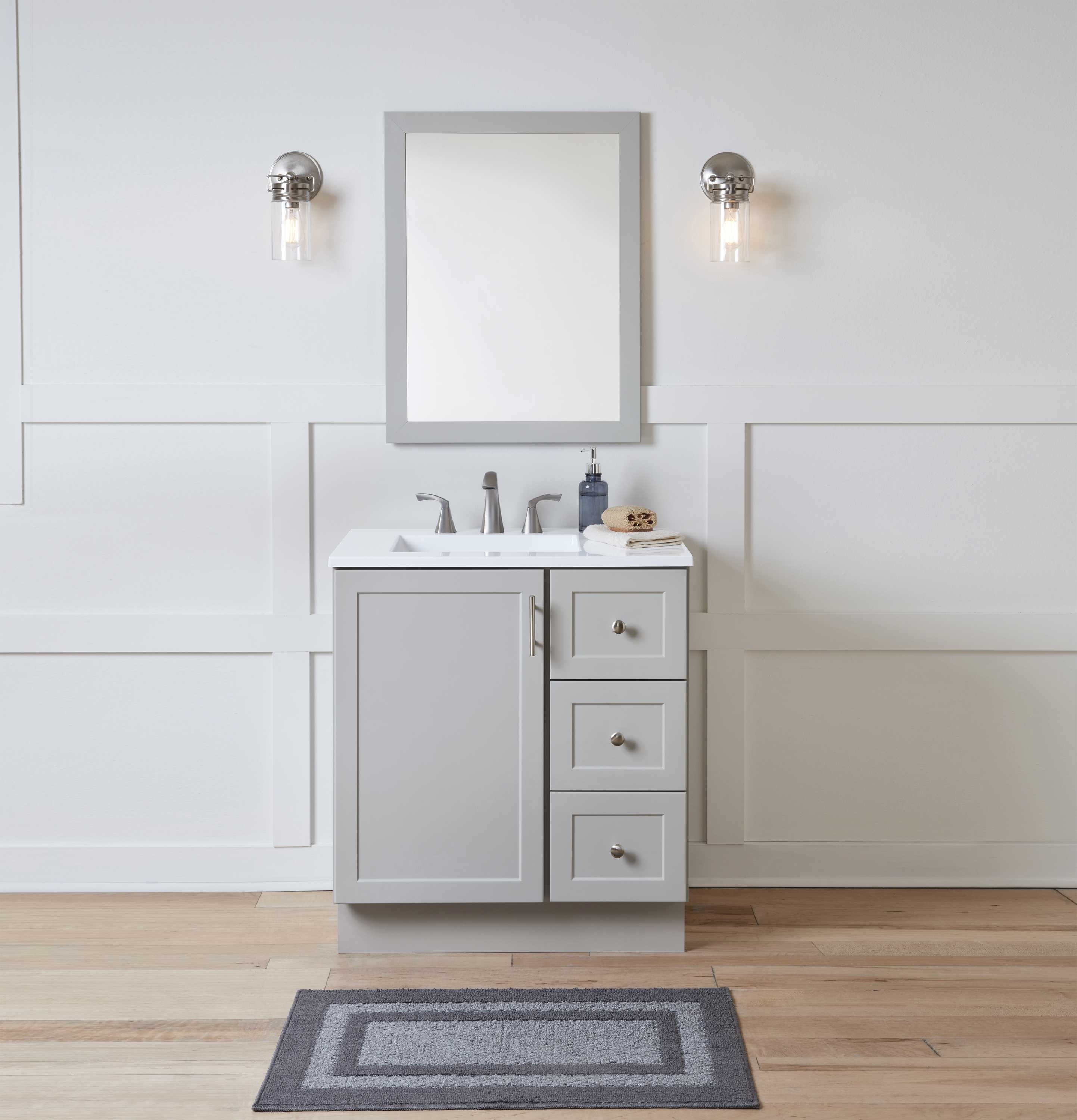 Gray Bathroom Vanity Pedestal Sink Storage Cabinet Sink Under Cabinet