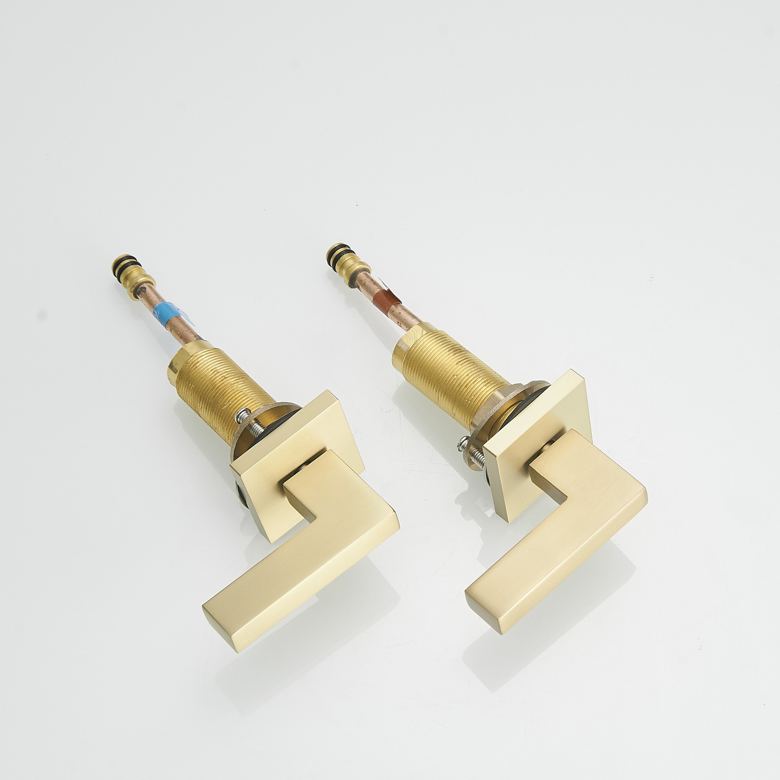 Brushed Gold Modern Widespread Bathroom Faucet with Lever Handles
