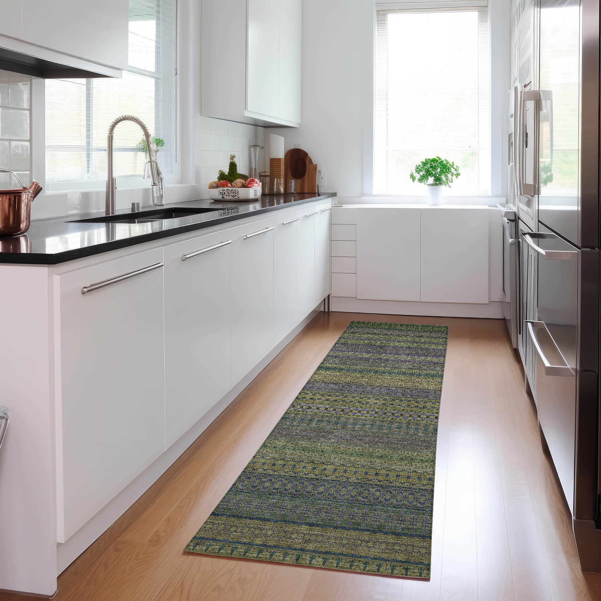 Addison Rugs ACN527OL2X8 Chantille ACN527OL 2 x 7 (ft) Polyester Olive Rectangular Indoor/Outdoor Abstract Machine washable Area rug