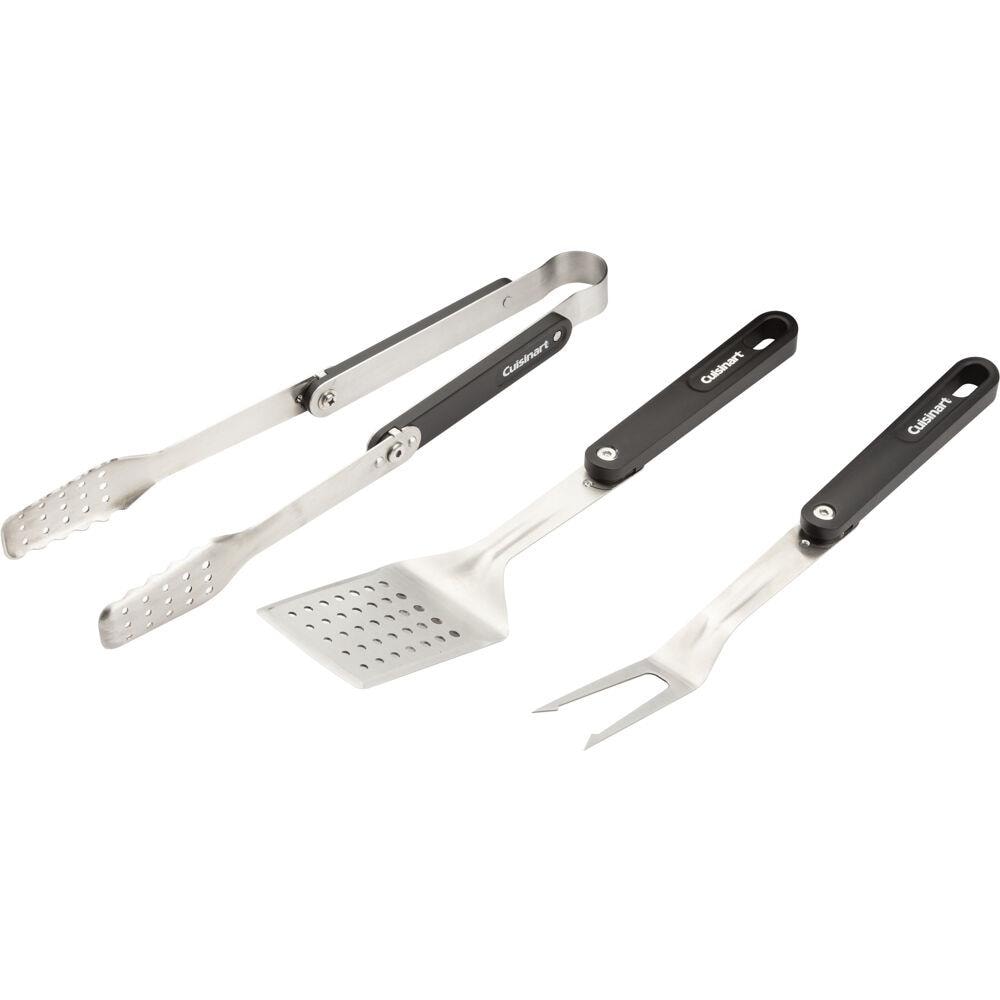 Cuisinart Chefs Classic 10 Piece Stainless Steel Grill Set - Spatula, Tongs,  Fork, Knife, Shears, And 4 Skewers. 