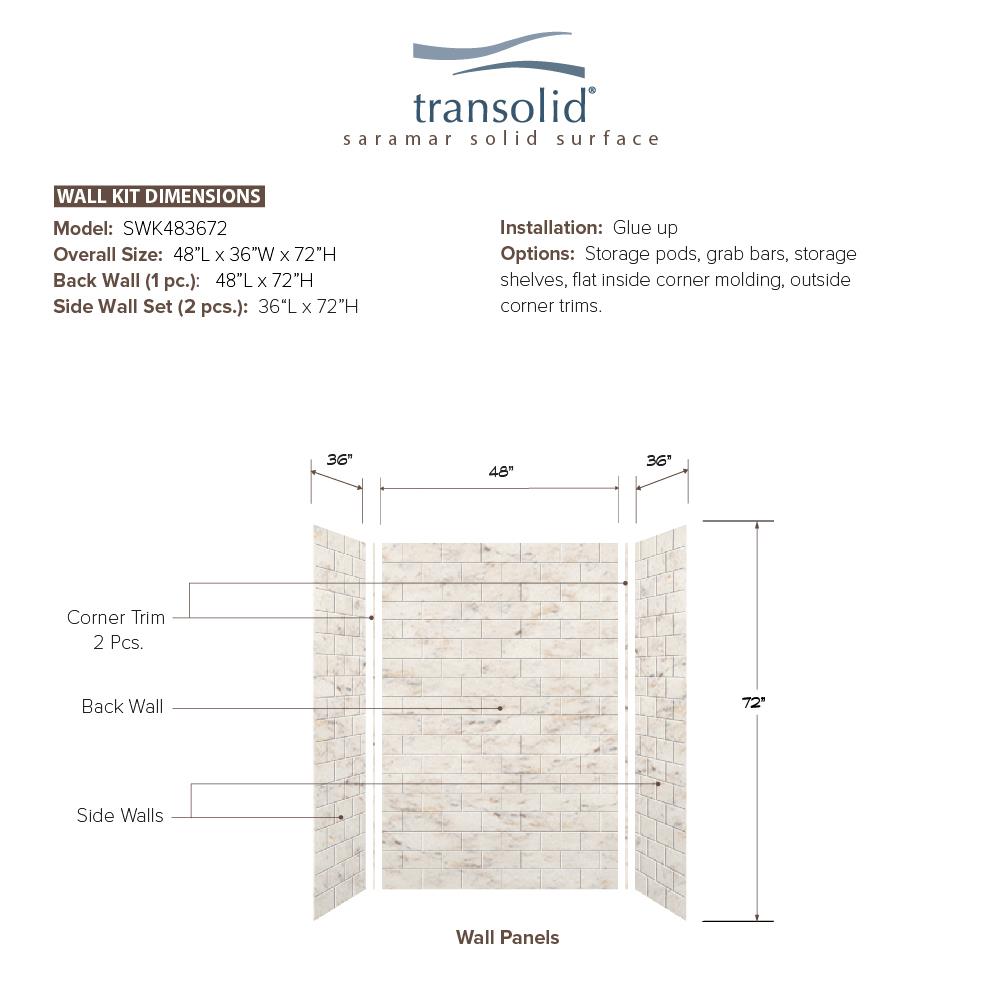 Transolid SWK483672-48 Shower-Wall-Surrounds - View #2