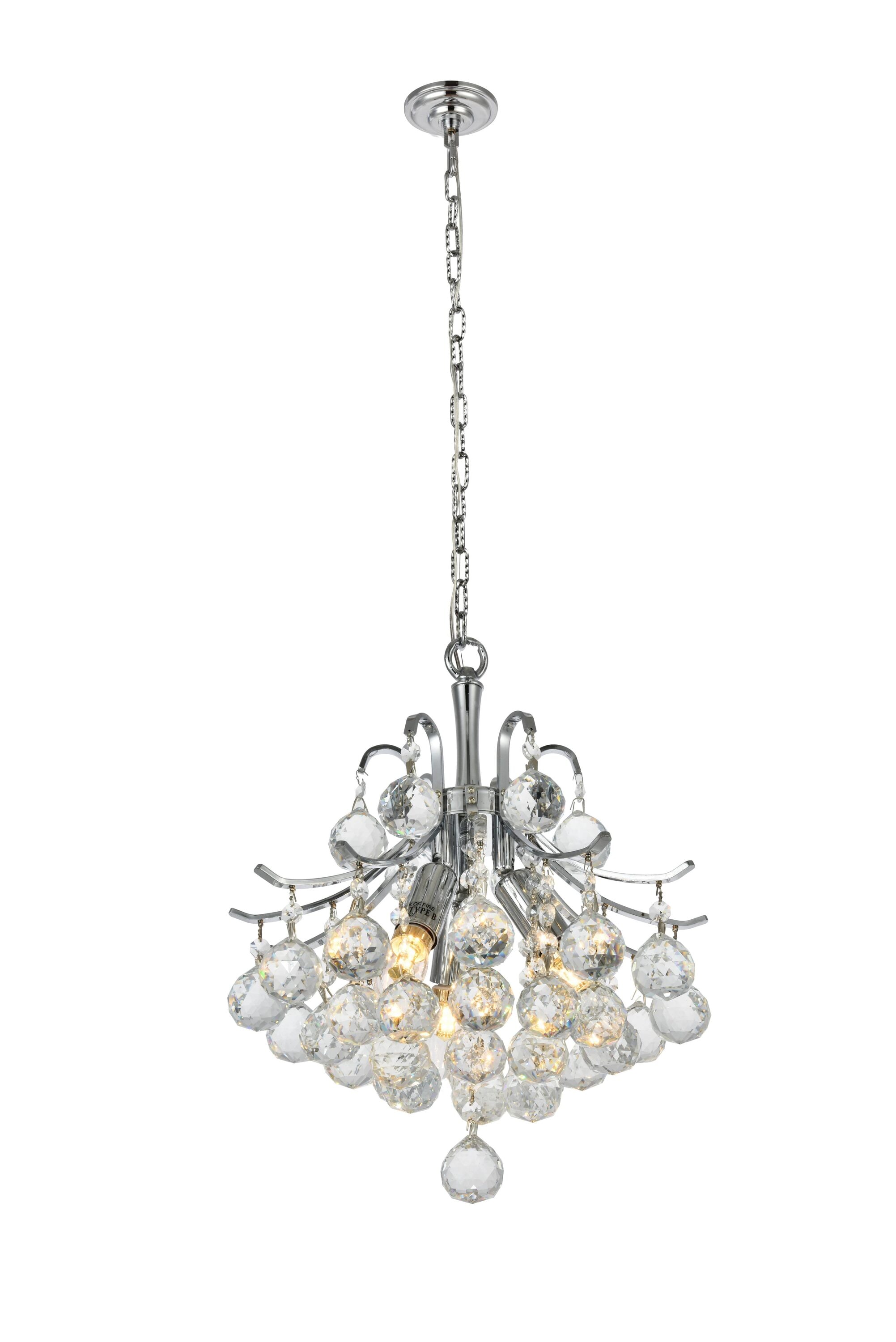 Elegant Decor HFV24000D12CRC Home Furnishing 3 -Light Chrome Transitional Bell Small Hanging Pendant light