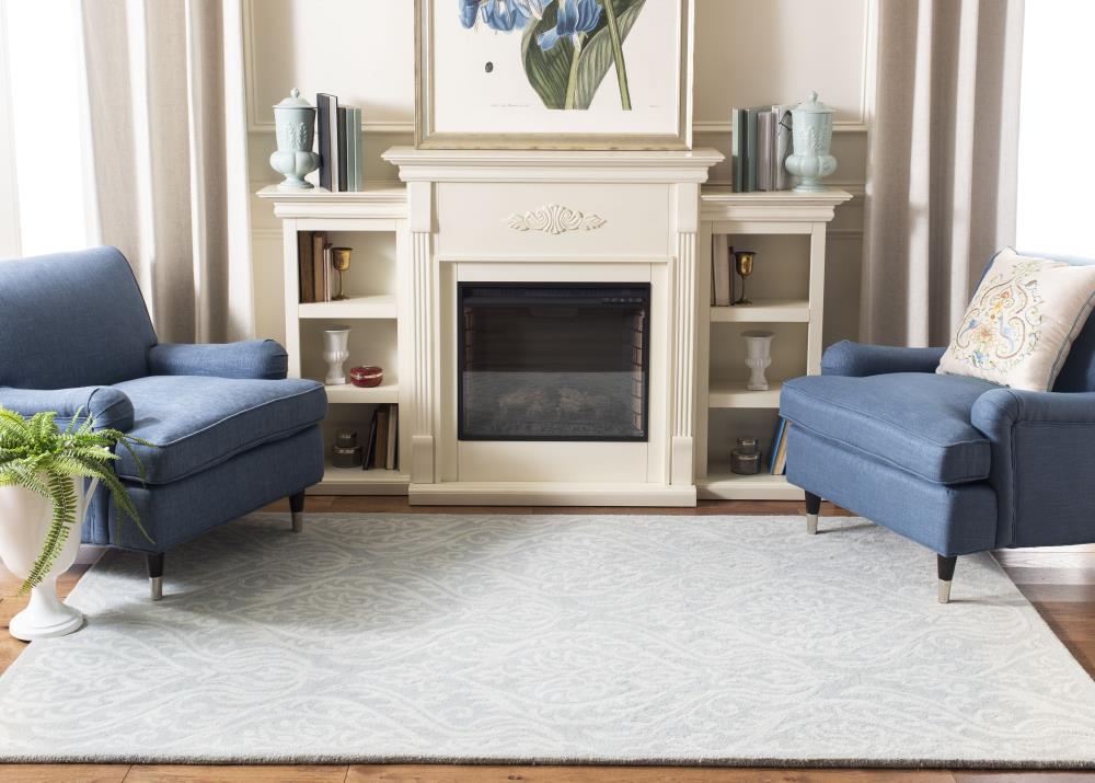 Hand-Tufted Silver Ivory Square Wool-Blend 6' Rug
