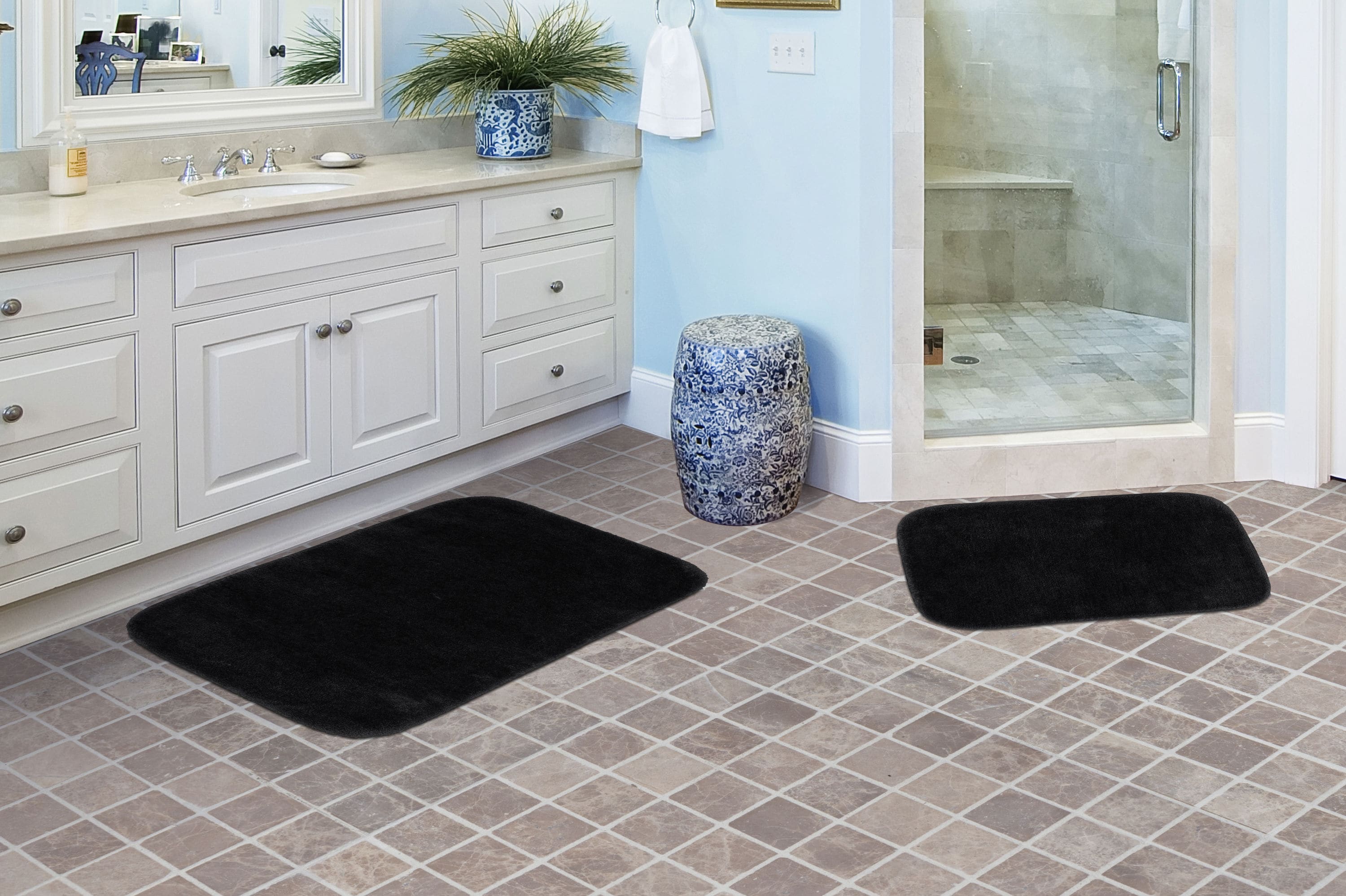 Garland Rug BA010W2P04J9 Traditional 21-Inches x 34-Inches Black Nylon Bath mat set